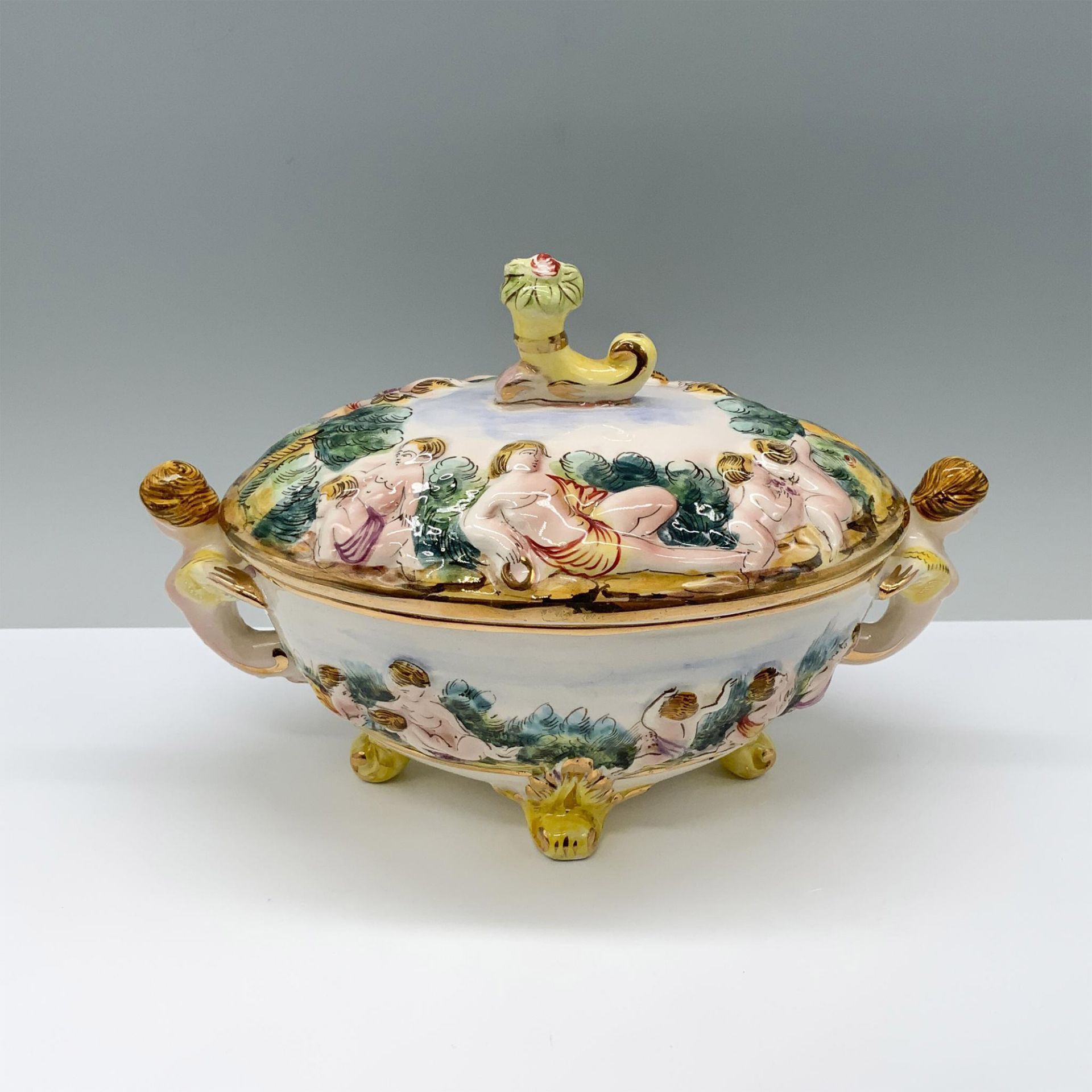 Capodimonte Porcelain Handled Serving Dish and Lid - Image 2 of 3