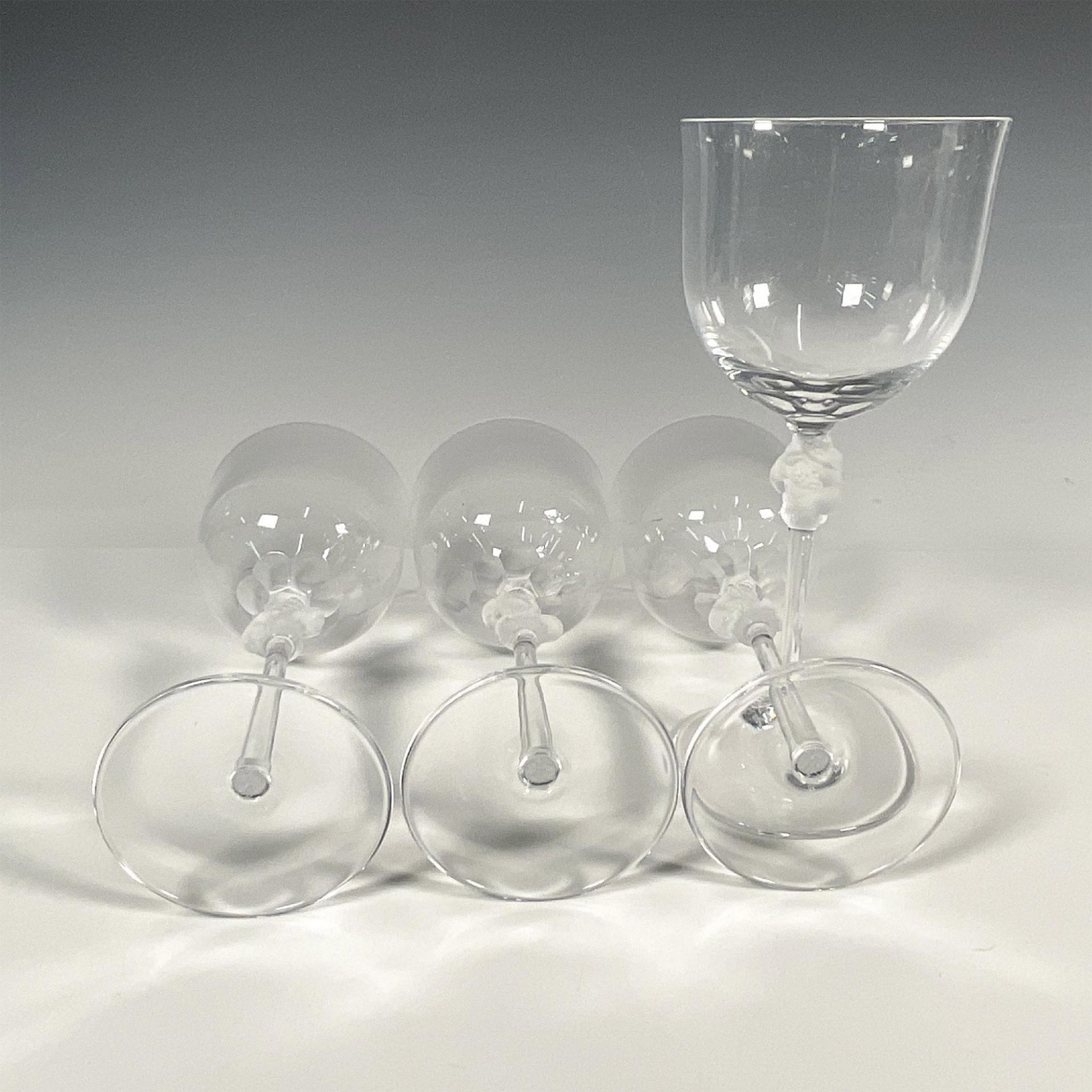 4pc Lalique Crystal Tall Water Goblets, Roxane - Bild 3 aus 5