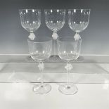 5pc Lalique Crystal Tall Water Goblets, Roxane