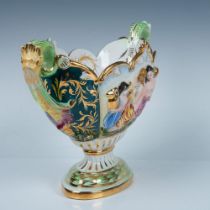 Large Capodimonte Italy Handled Centerpiece Vase