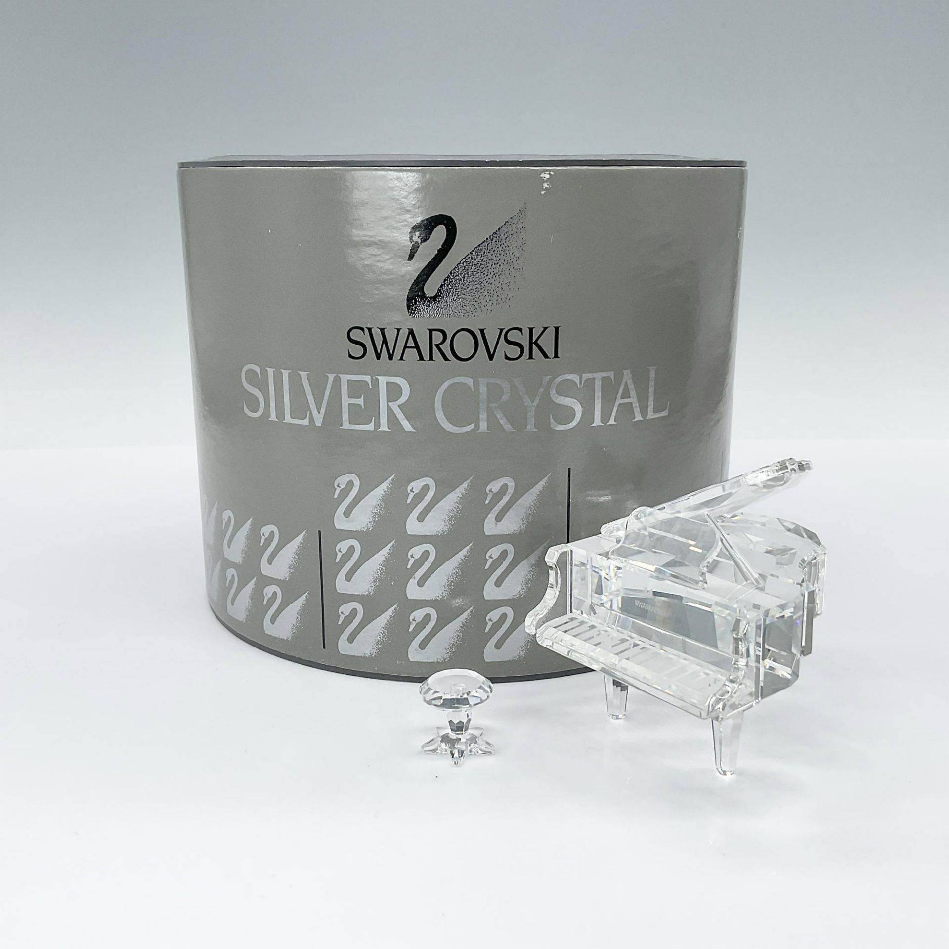 2pc Swarovski Silver Crystal Figurines, Grand Piano & Stool - Image 4 of 4