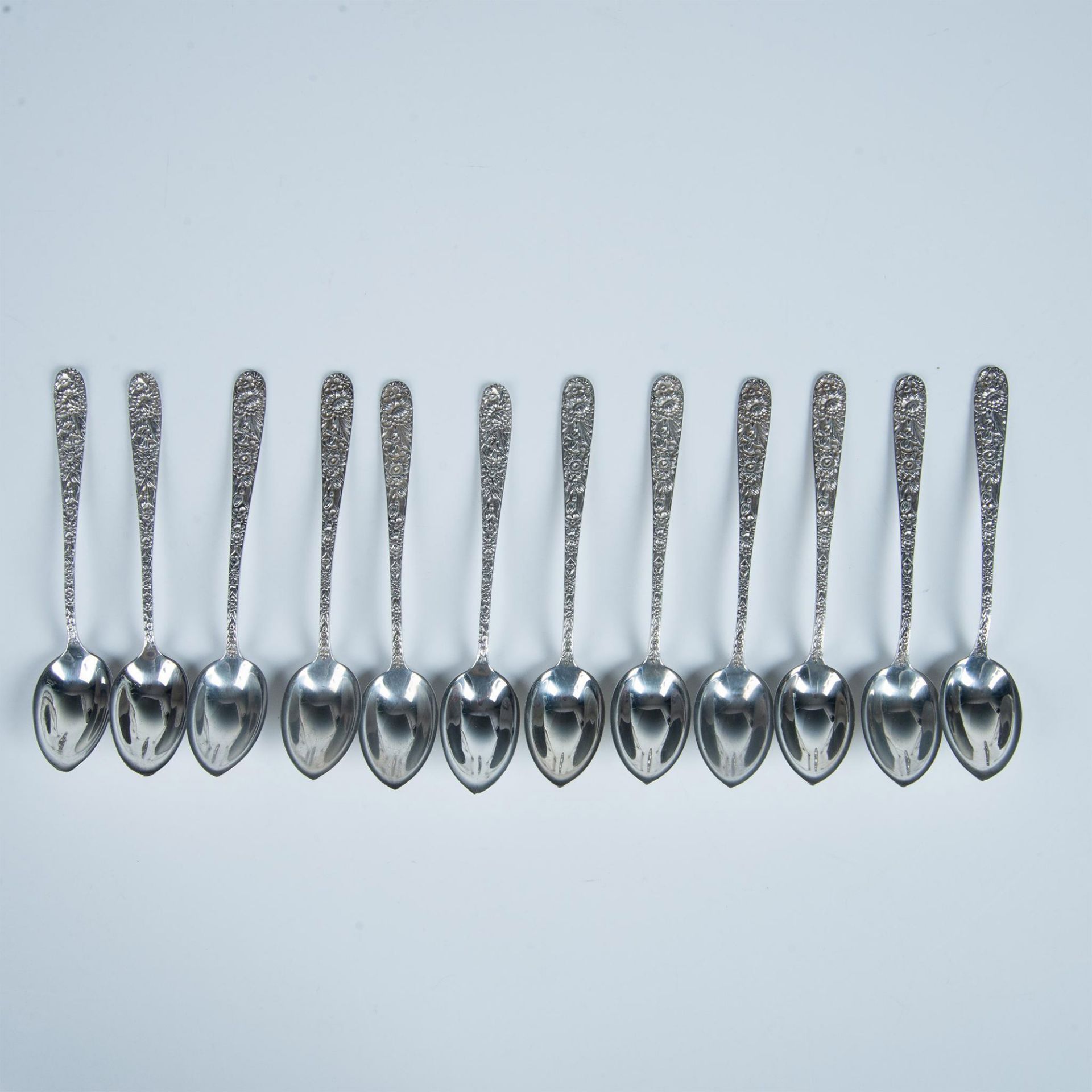 12pc S. Kirk & Son Sterling Silver Repousse Teaspoons - Image 2 of 12