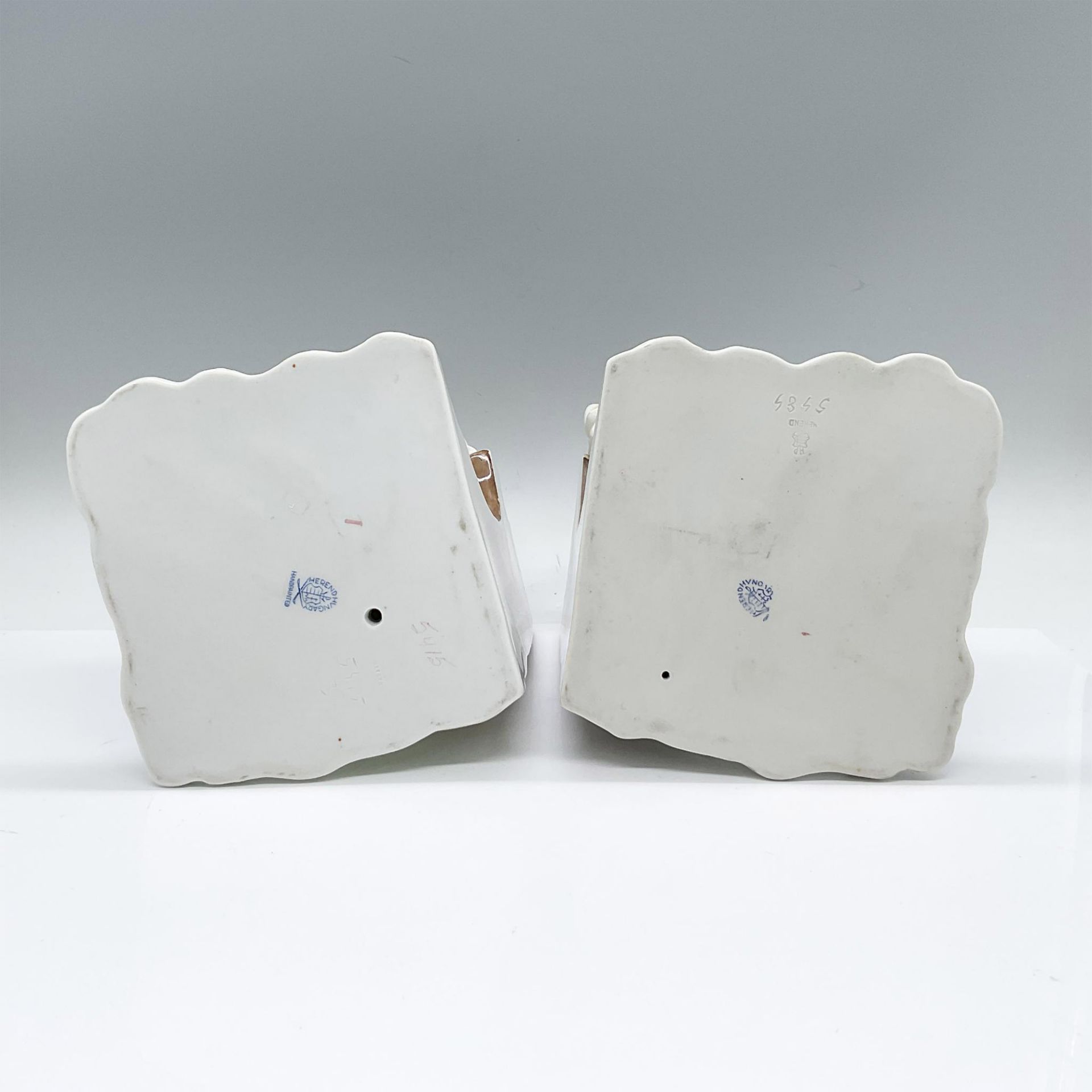 Pair of Herend Porcelain Girl and Boy Bookends - Image 4 of 4