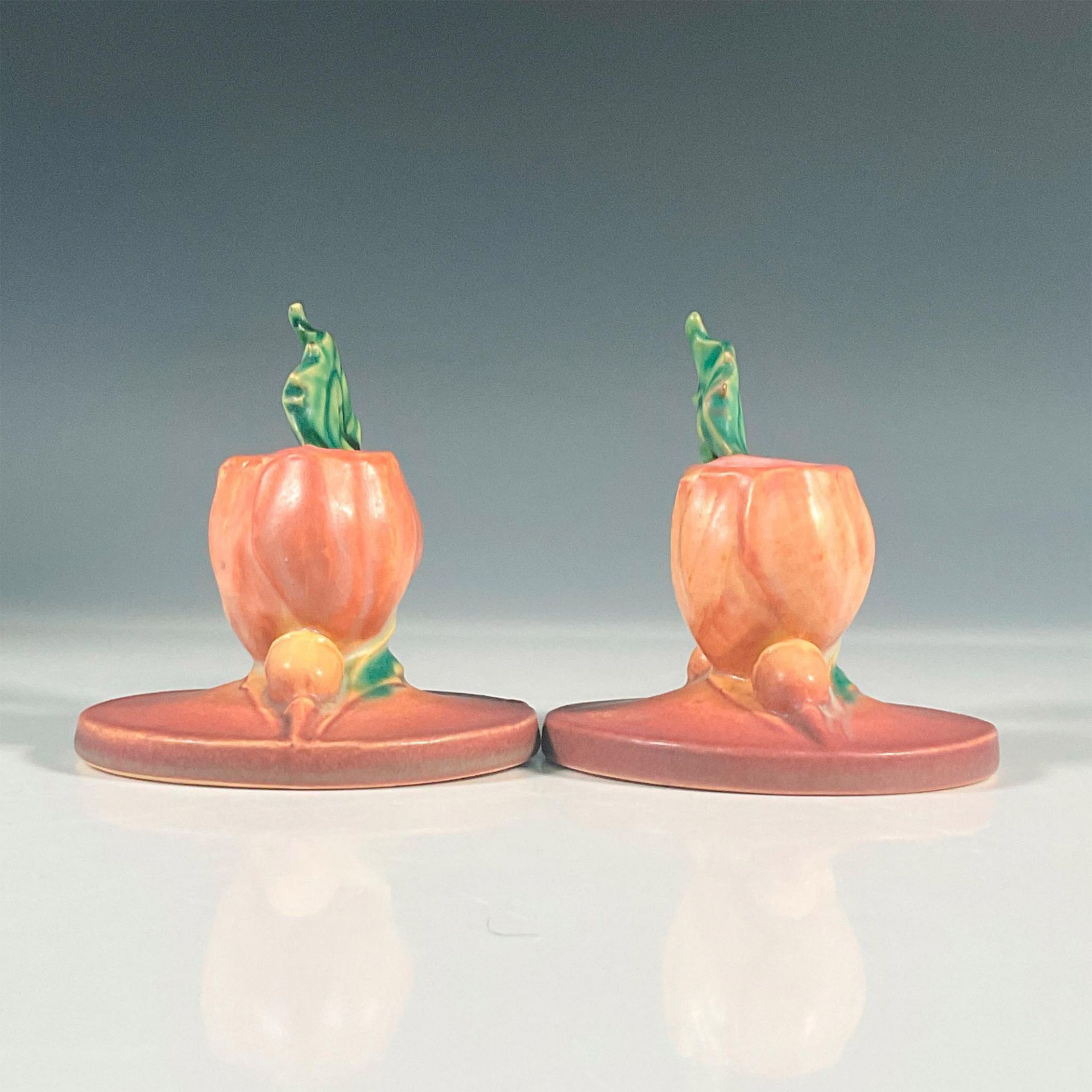 Pair of Roseville Pottery Candle Holders, Poppy - Image 5 of 6