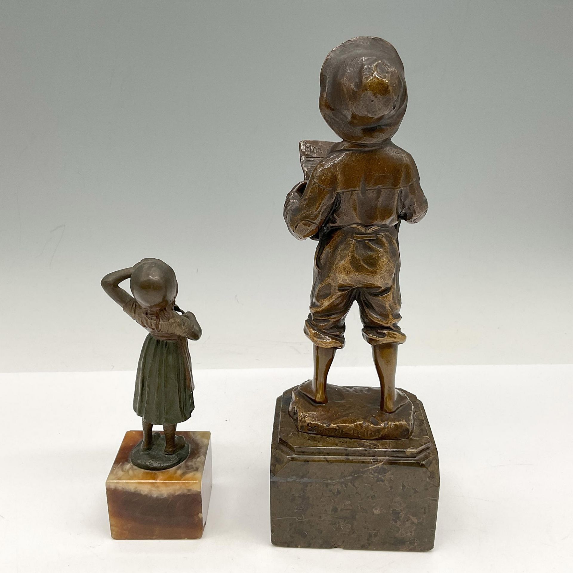 2pc Schmidt-Felling Bronze Boy Statue + Girl Statue - Image 2 of 3