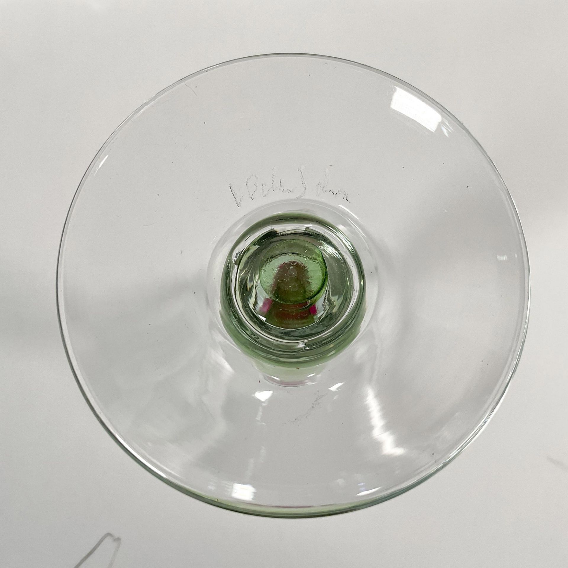 12pc Chris Baker Salmon Wine Glasses, Pink Flower Stem - Image 5 of 6