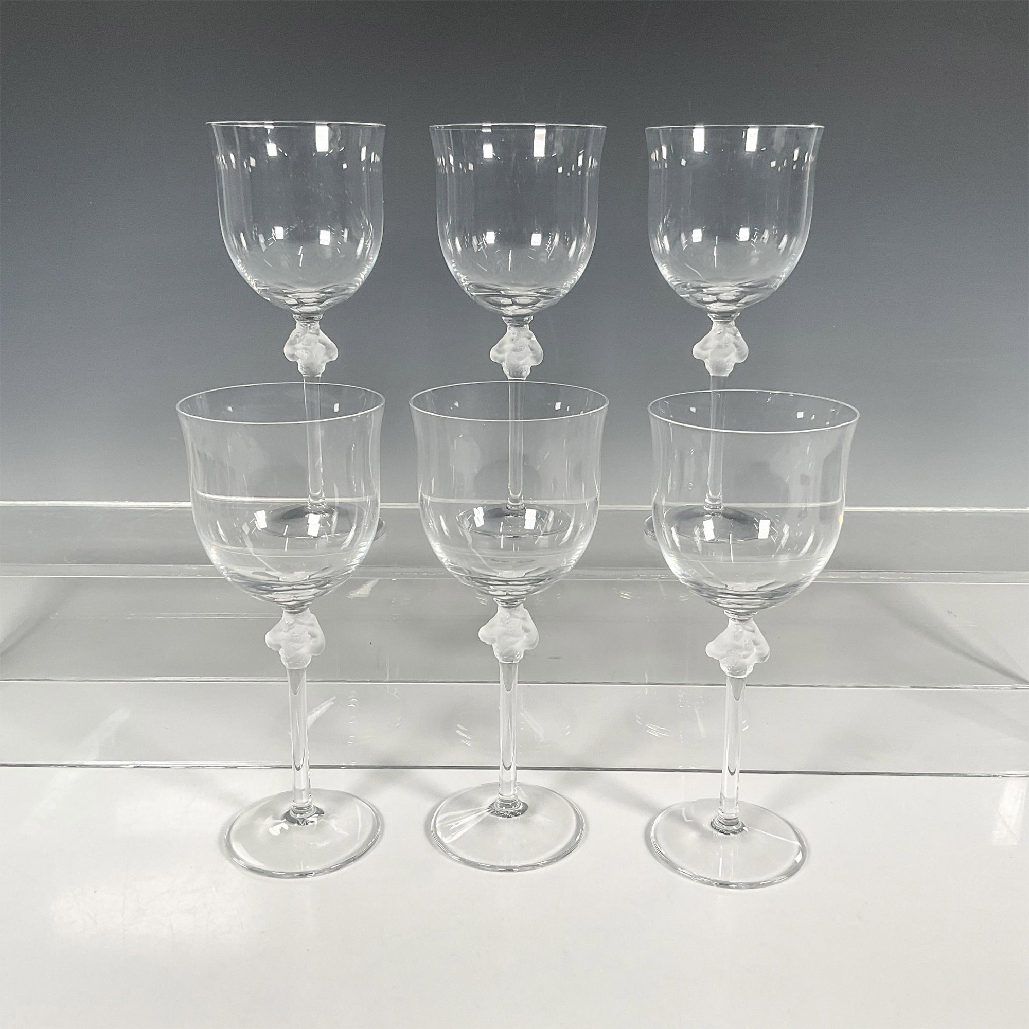 6pc Lalique Crystal Burgundy Wine Glasses, Roxane