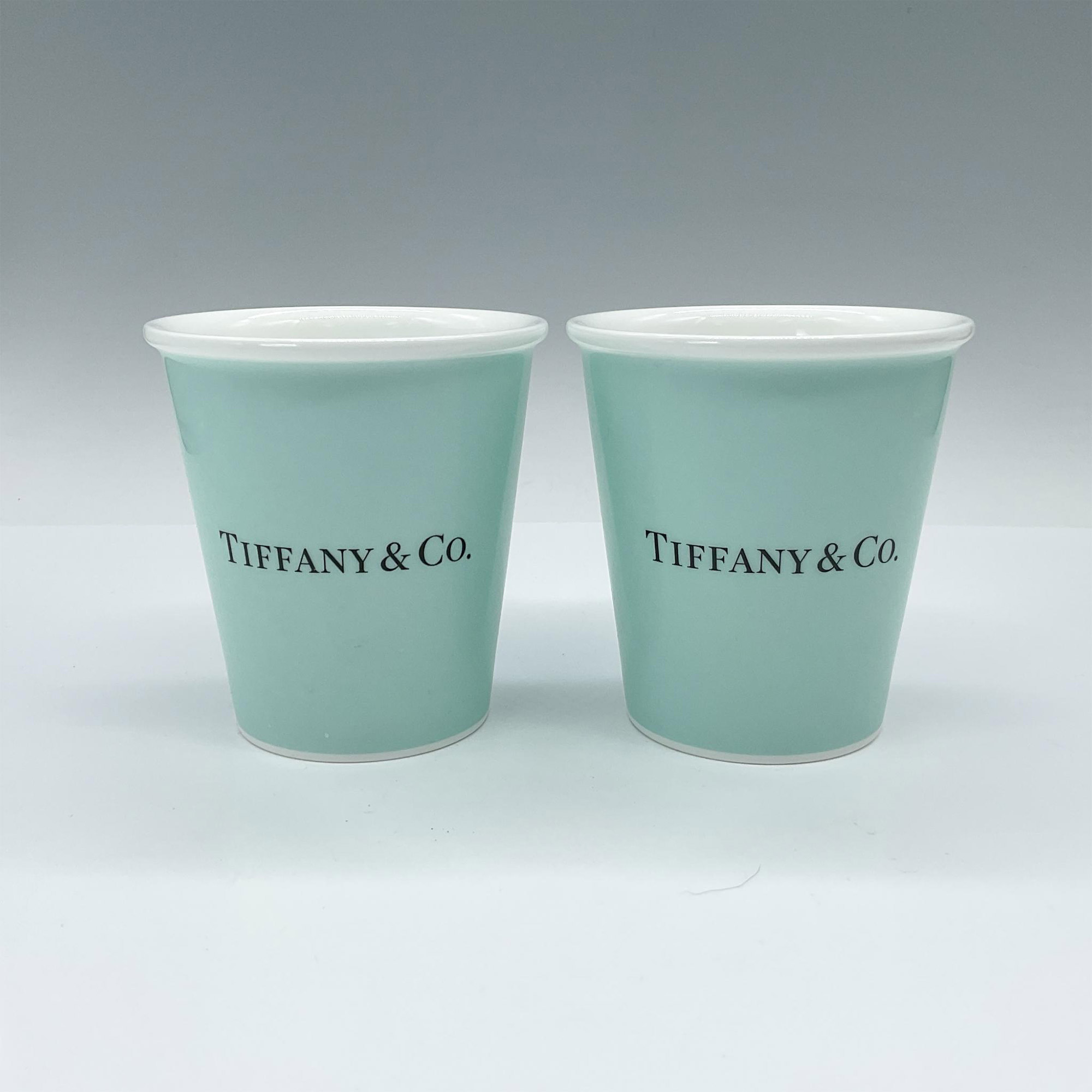 Pair of Bone China Tiffany & Co. Blue Coffee Cups - Image 2 of 4