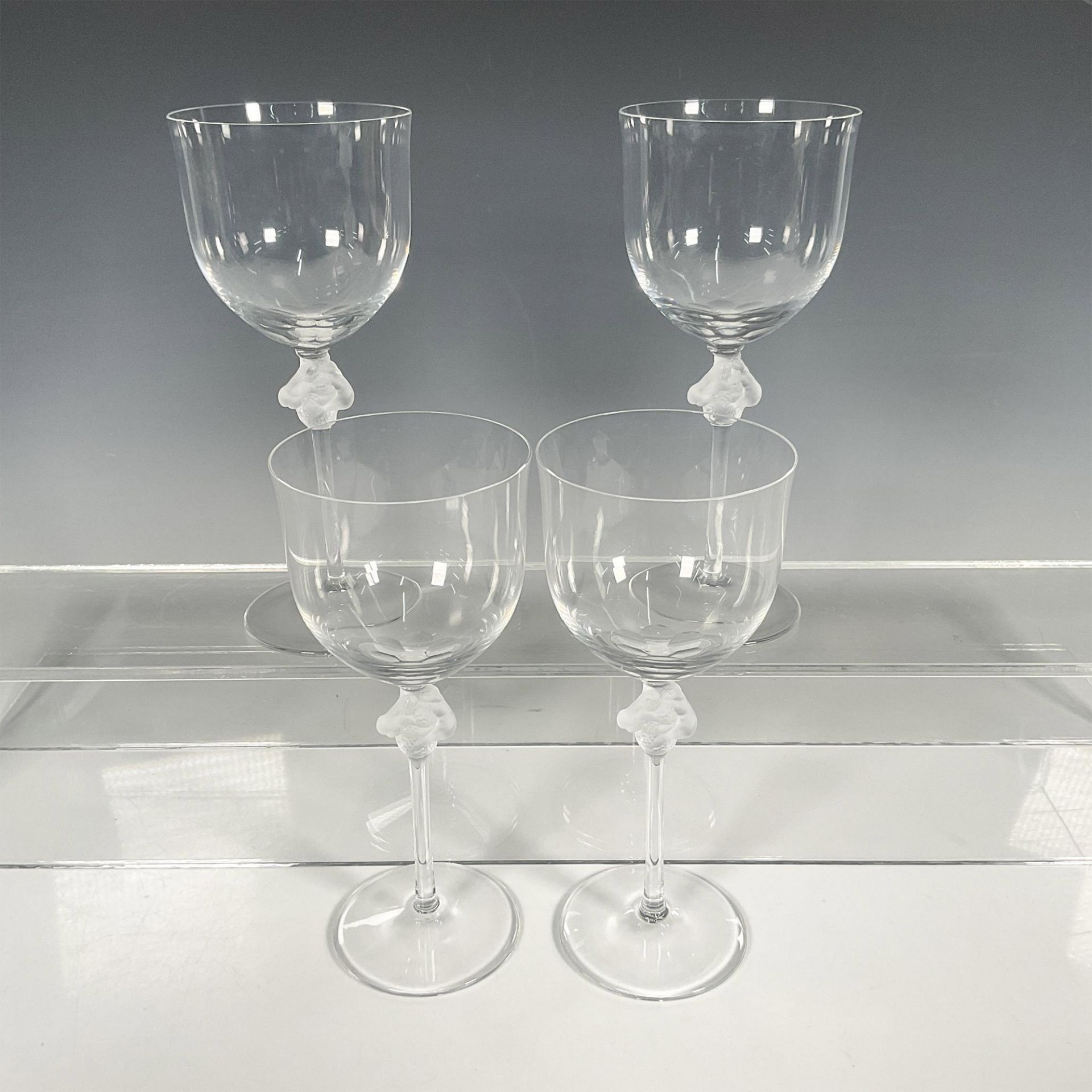 4pc Lalique Crystal Water Goblets, Roxane Pattern - Image 2 of 4