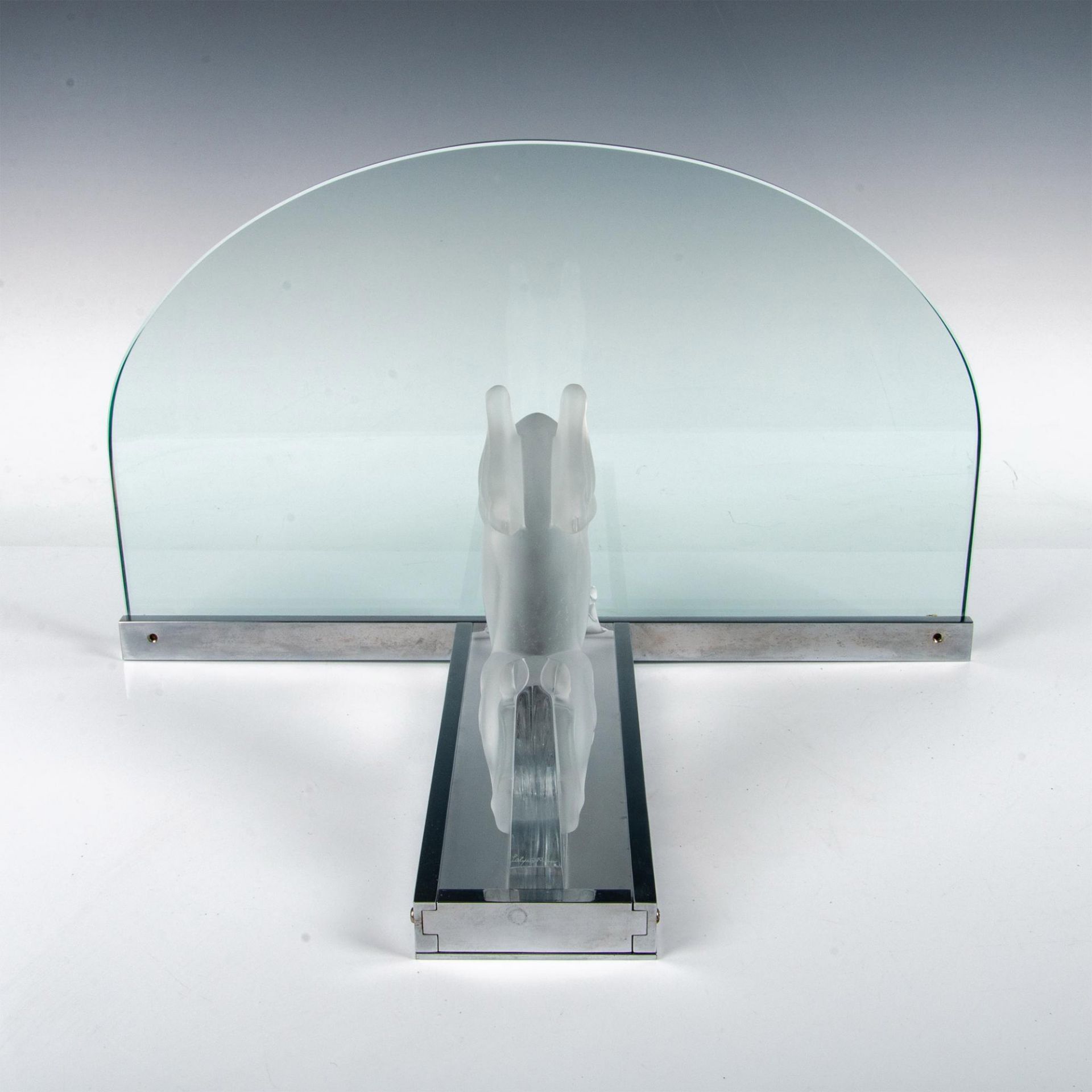 Lalique French Glass and Chrome Wall Console, Cerf - Image 3 of 11