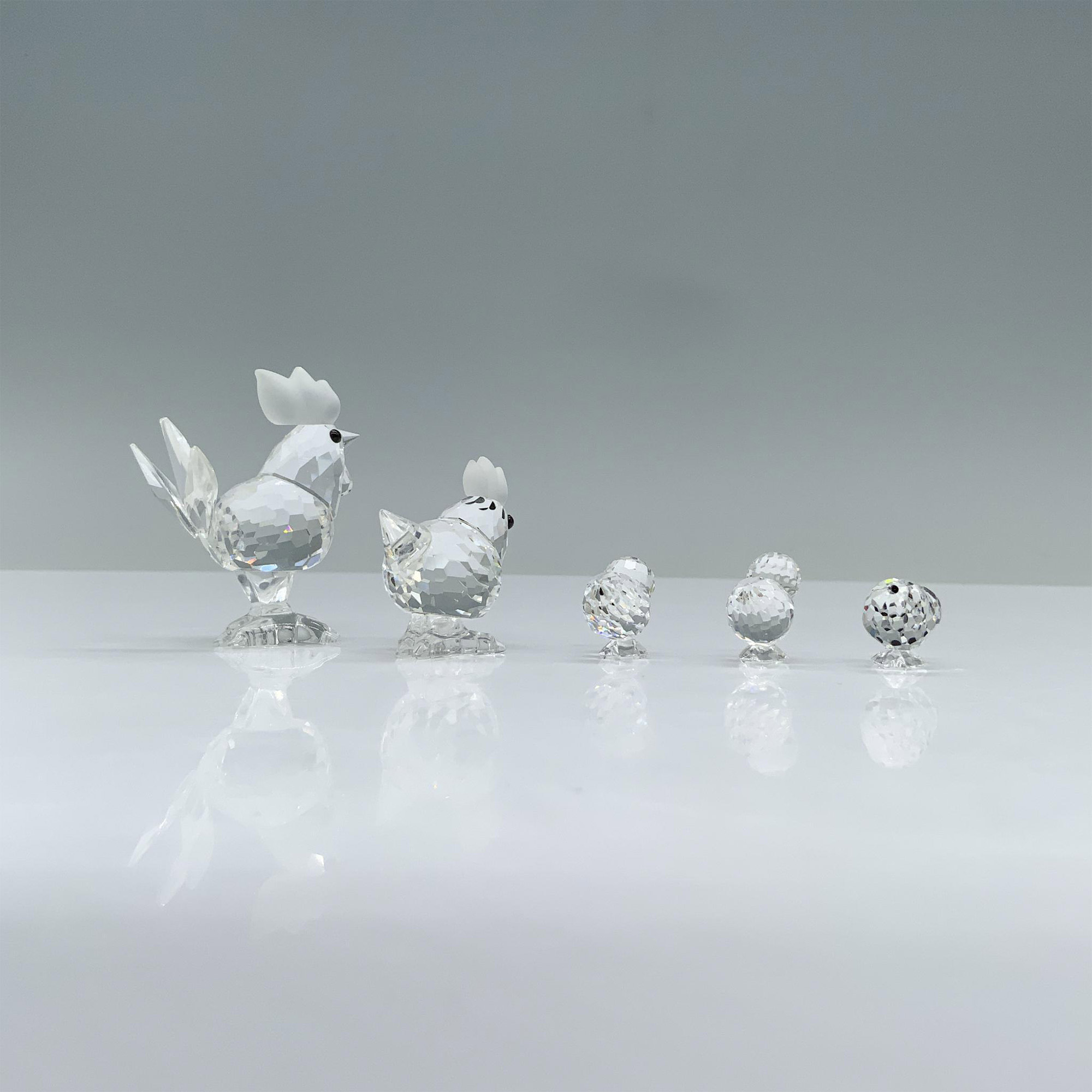 5pc Swarovski Crystal Figurines, Rooster, Hen, and Chicks - Image 2 of 3