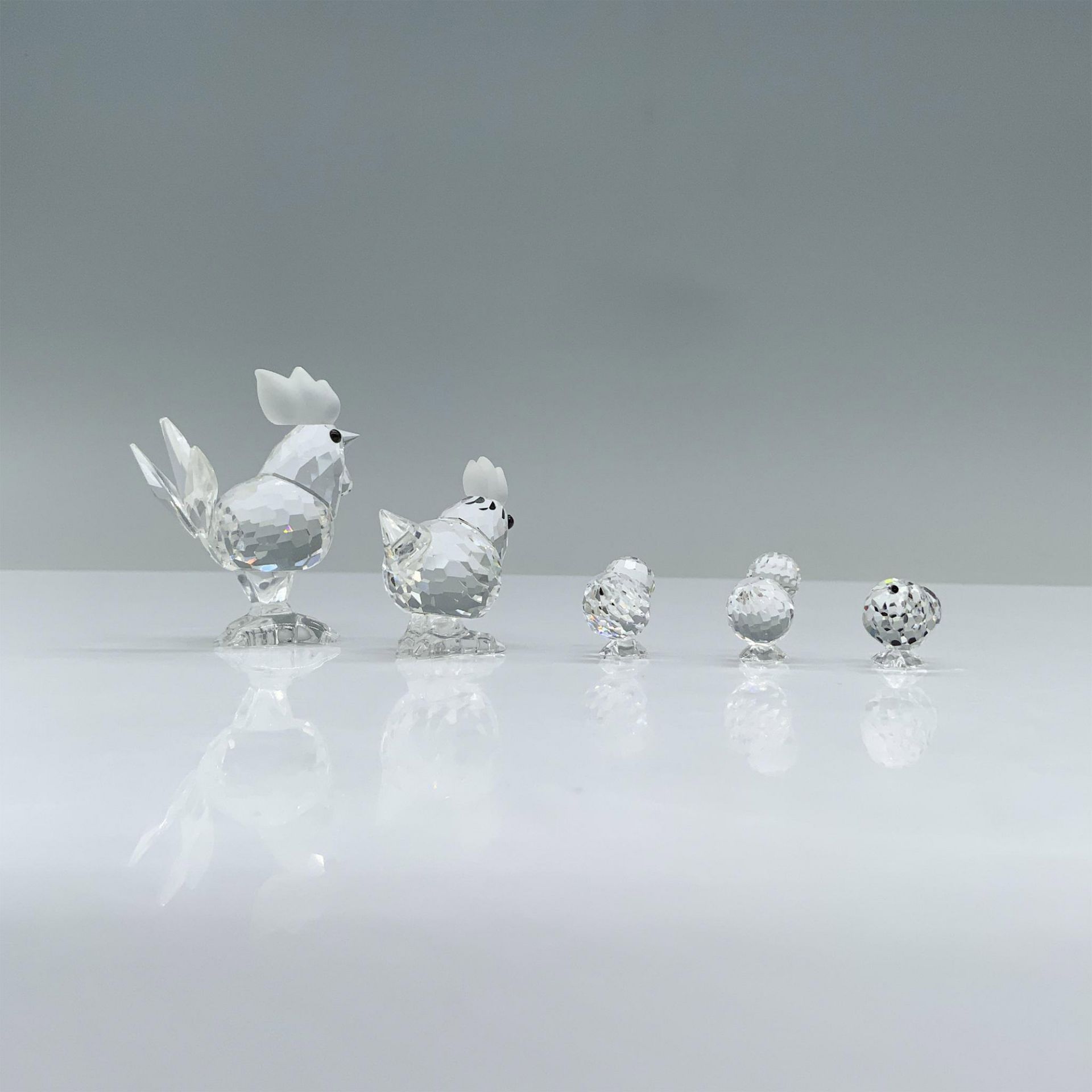 5pc Swarovski Crystal Figurines, Rooster, Hen, and Chicks - Image 2 of 3