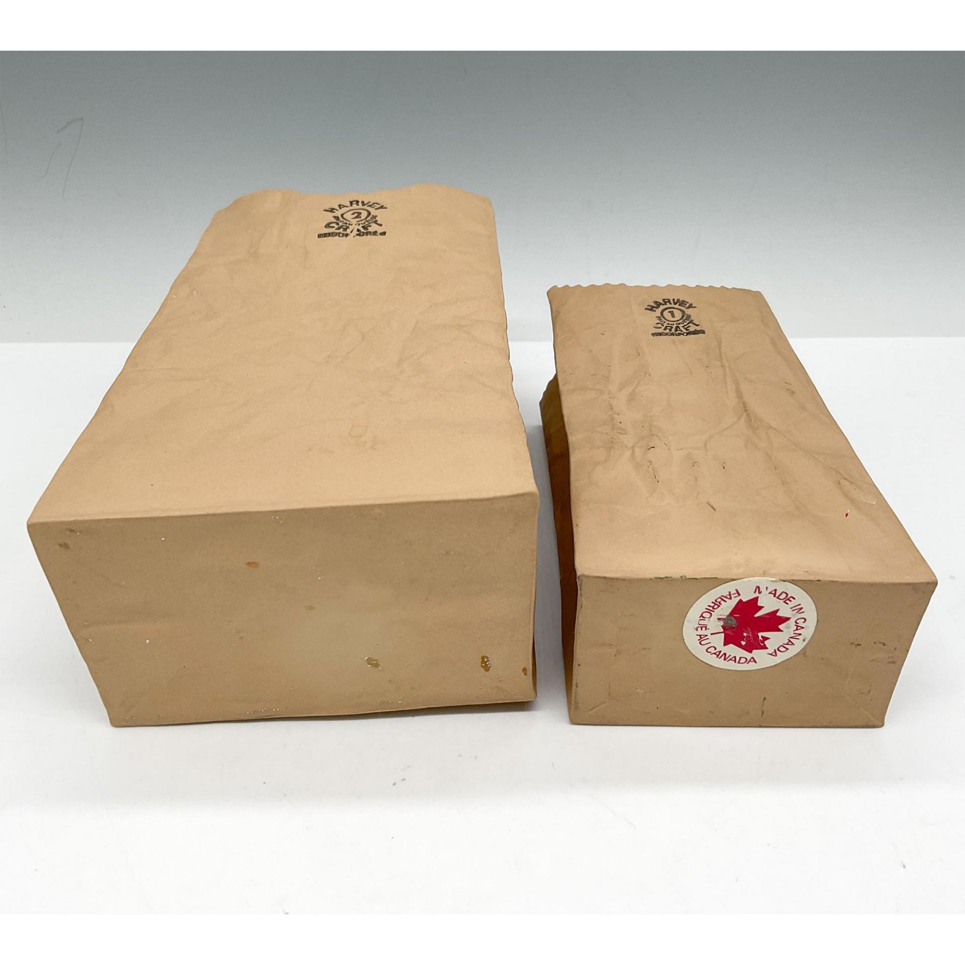 2pc Michel Harvey Ceramic Sculpture, Paper Bags - Image 4 of 4