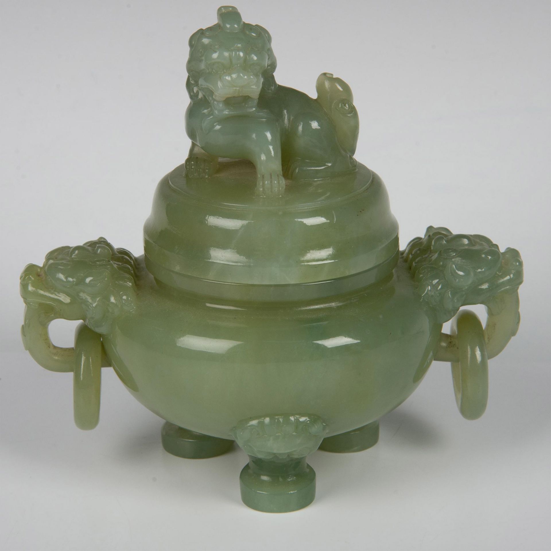 Carved Pale Green Nephrite Jade Incense Burner