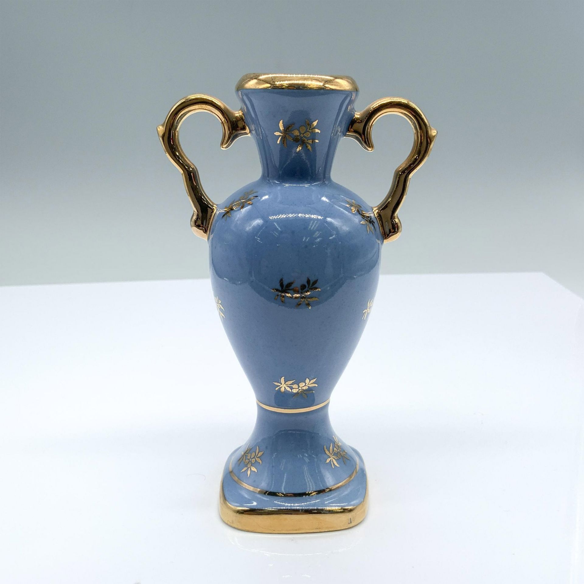 Limoges France Blue Gilt Fragonard Vase - Image 2 of 5
