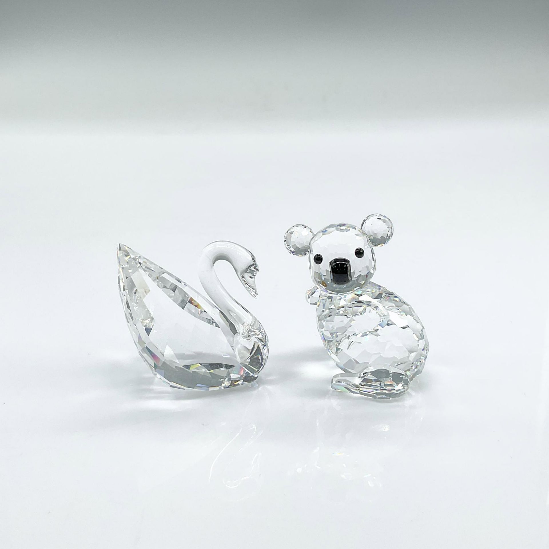 2pc Swarovski Silver Crystal Figurines, Koala and Swan