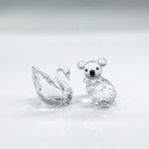 2pc Swarovski Silver Crystal Figurines, Koala and Swan