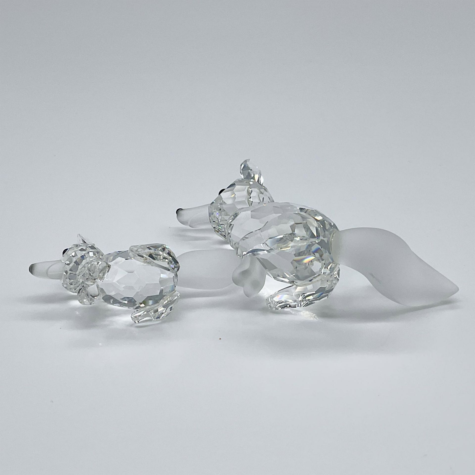 2pc Swarovski Silver Crystal Figurines, Foxes - Image 3 of 4