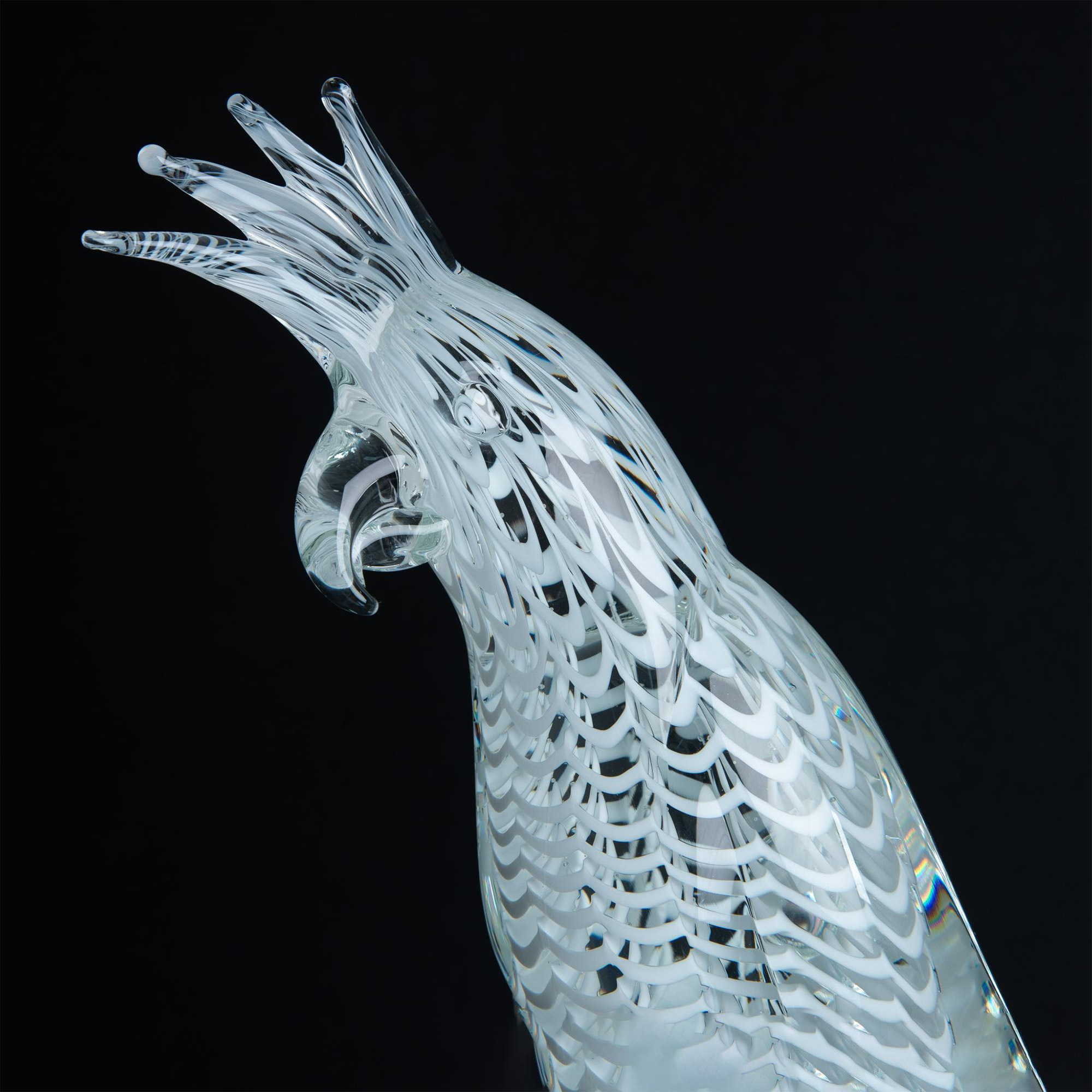 Murano Licio Zanetti Cockatoo Art Glass Sculpture, Signed - Image 3 of 6