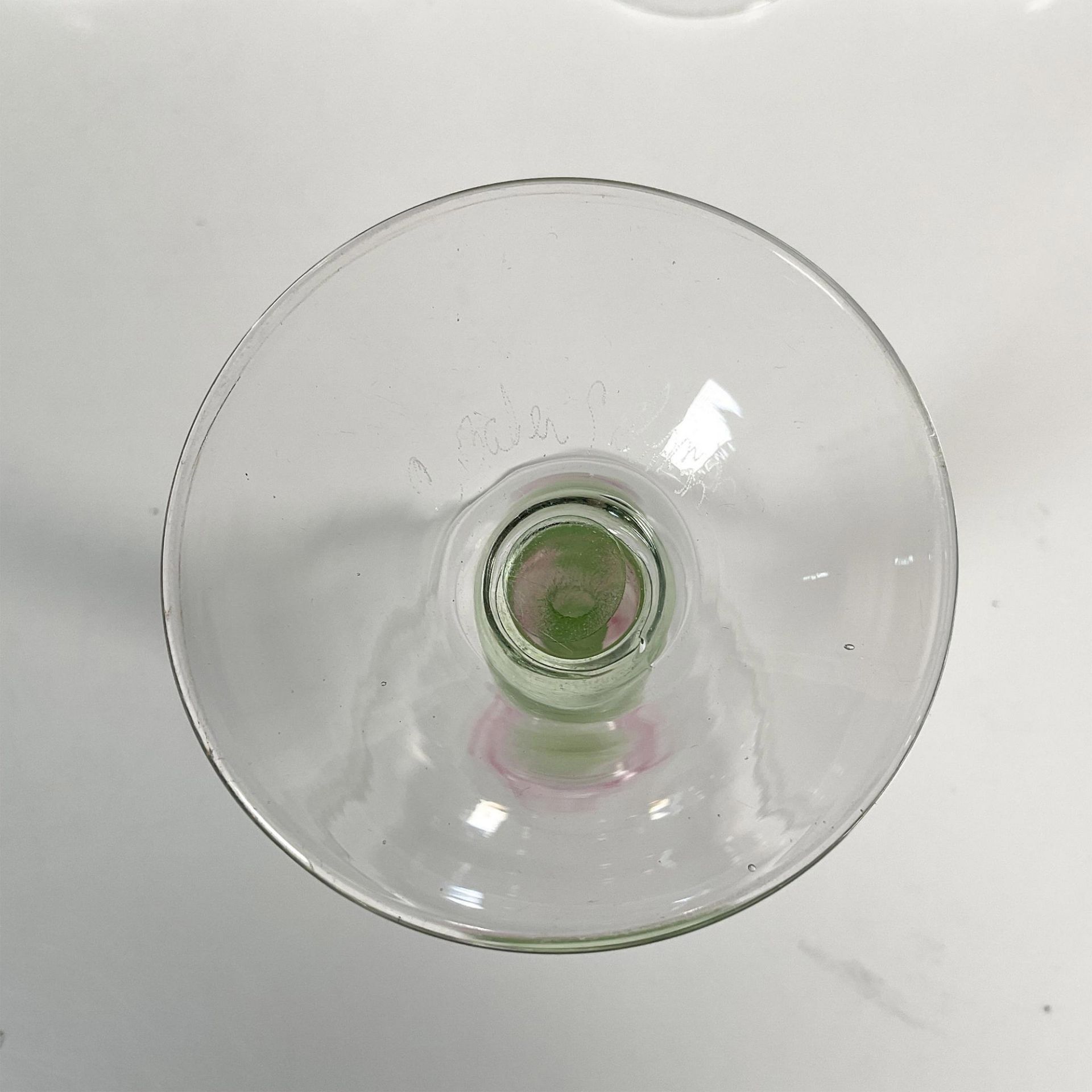 12pc Chris Baker Salmon Wine Glasses, Pink Flower Stem - Image 6 of 6