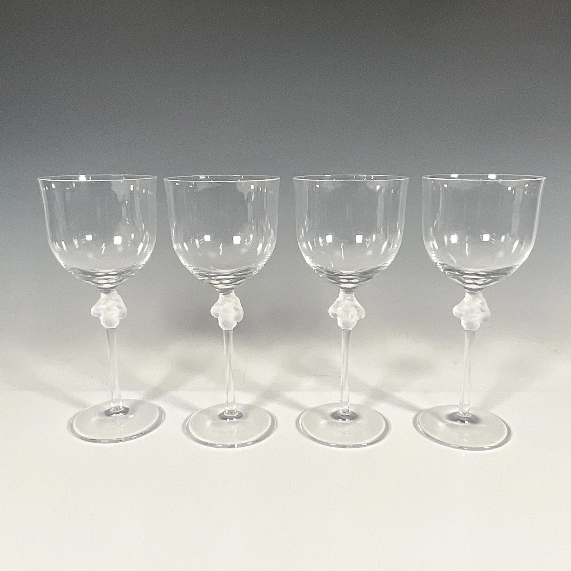 4pc Lalique Crystal Tall Water Goblets, Roxane - Bild 2 aus 5