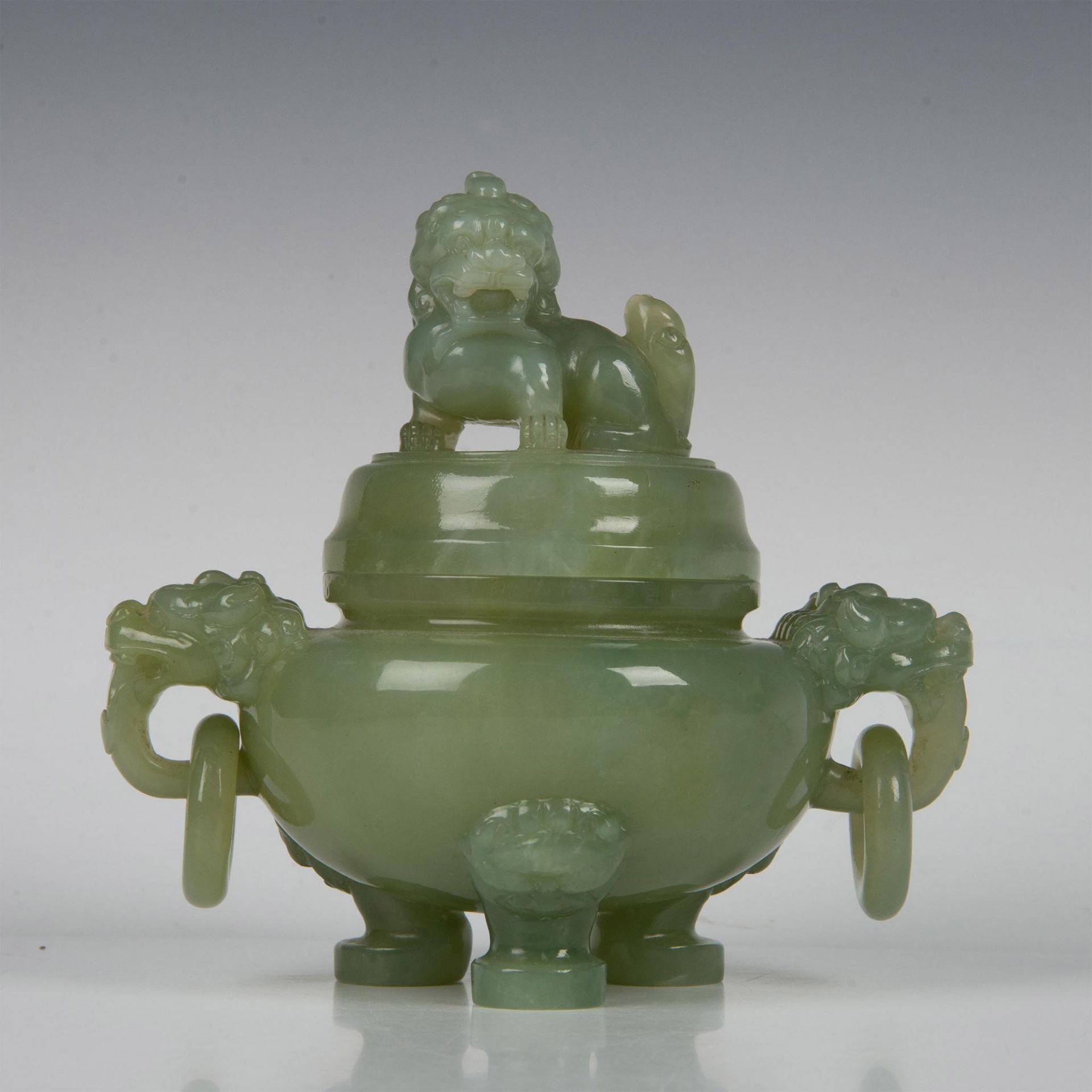 Carved Pale Green Nephrite Jade Incense Burner - Image 2 of 8