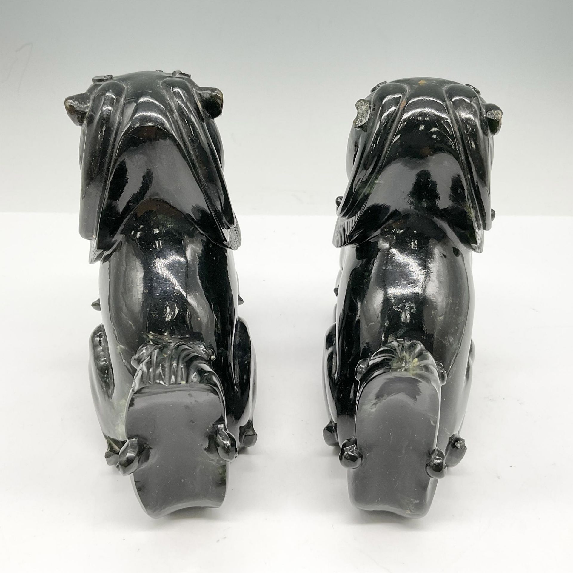 Pair of Chinese Carved Black Nephrite Jade Foo Dogs - Image 5 of 13