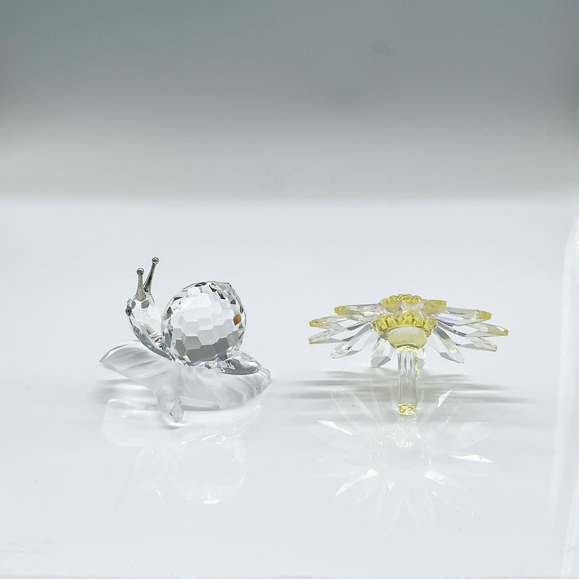 2pc Swarovski Silver Crystal Figurine, Snail and Flower - Image 2 of 3