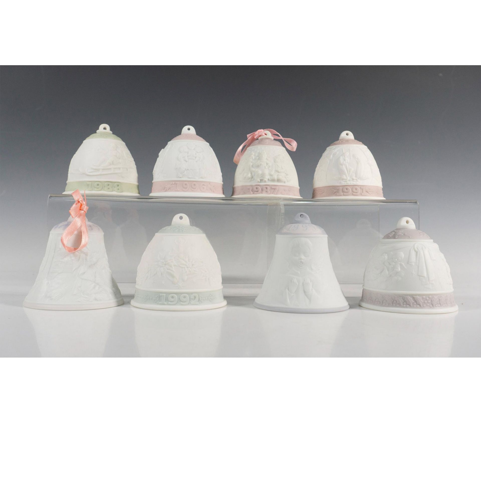 8pc Lladro Porcelain Holiday Christmas Ornament Bells - Bild 2 aus 6
