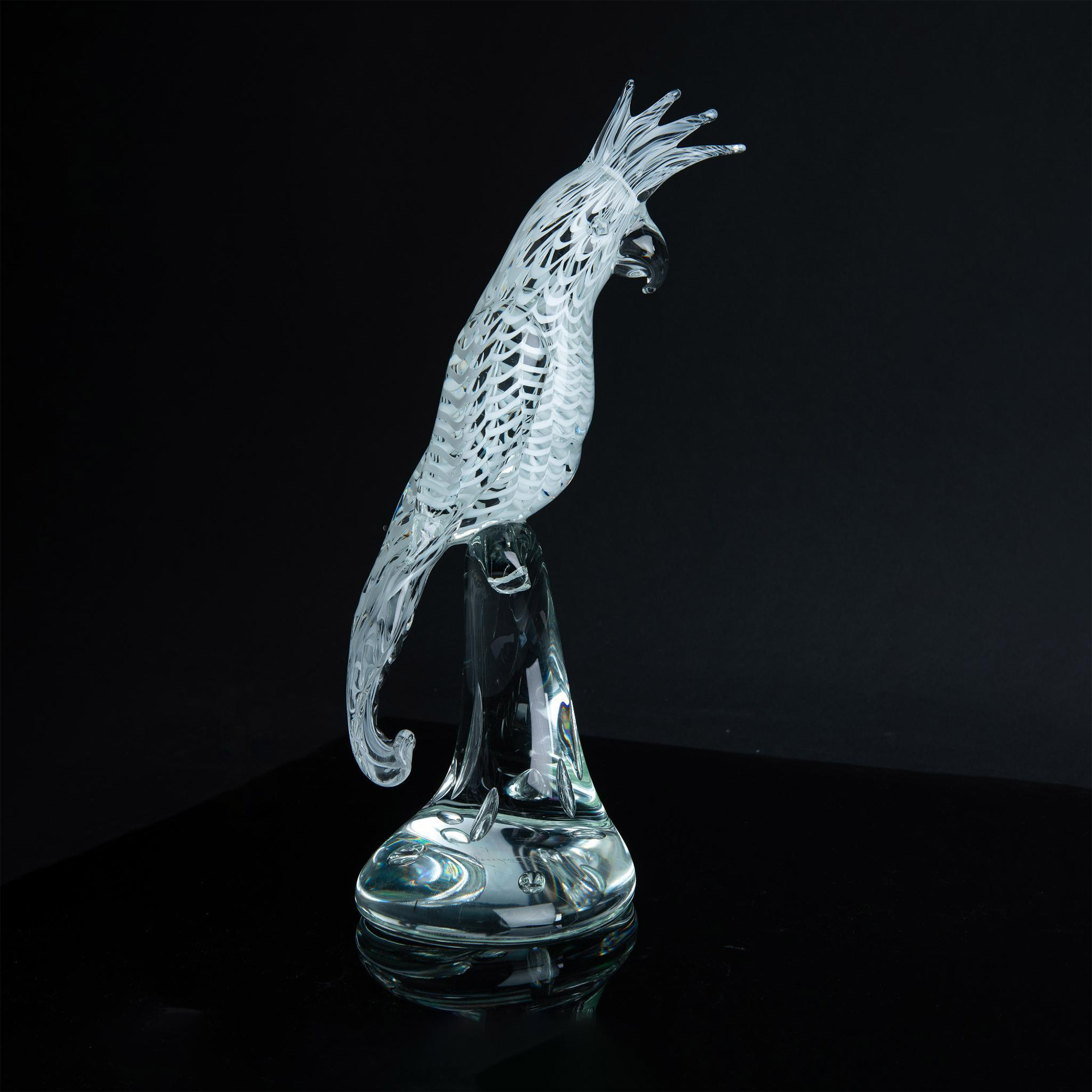 Murano Licio Zanetti Cockatoo Art Glass Sculpture, Signed