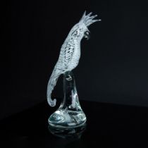 Murano Licio Zanetti Cockatoo Art Glass Sculpture, Signed