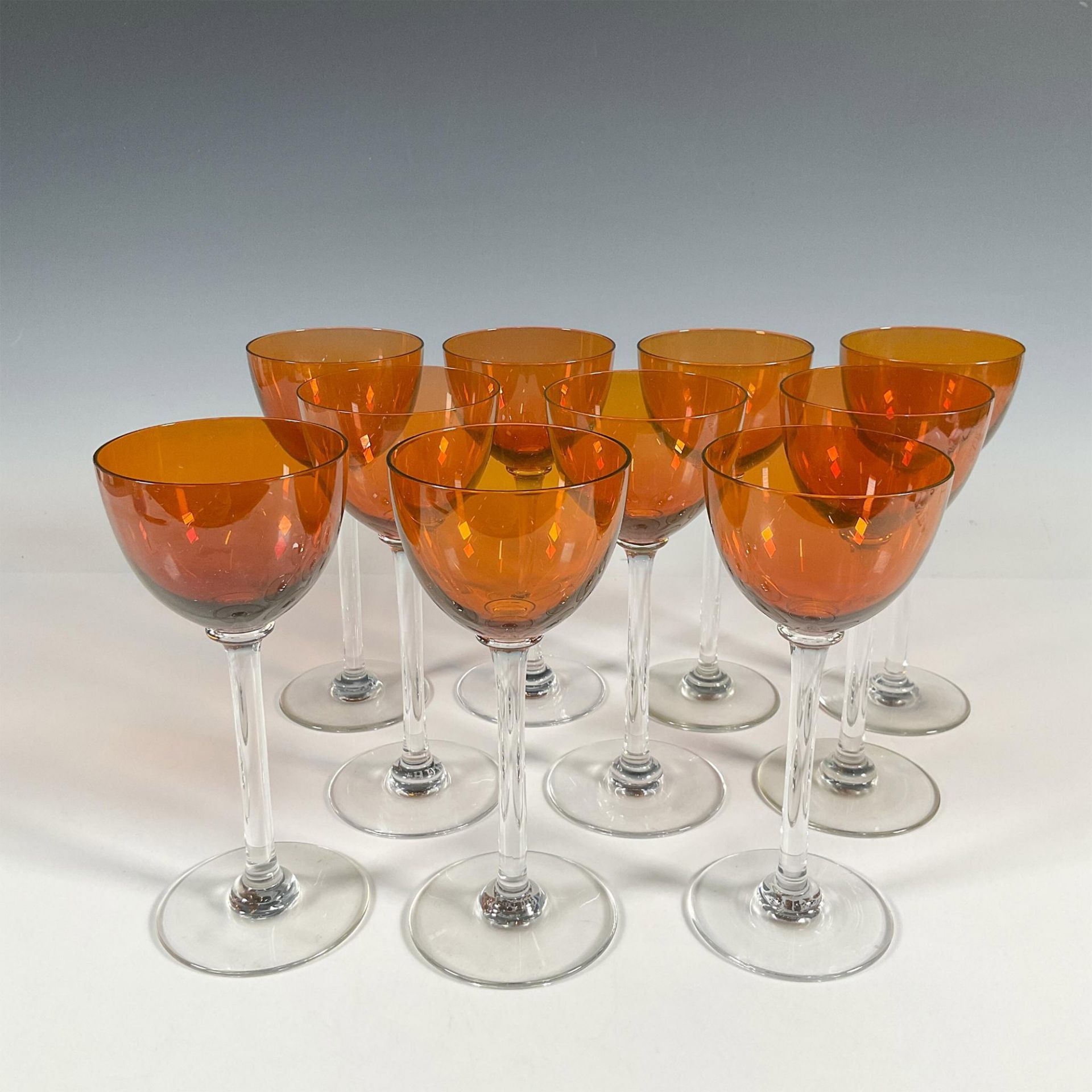 10pc Baccarat Rhine Wine Glasses, Amber - Image 4 of 5