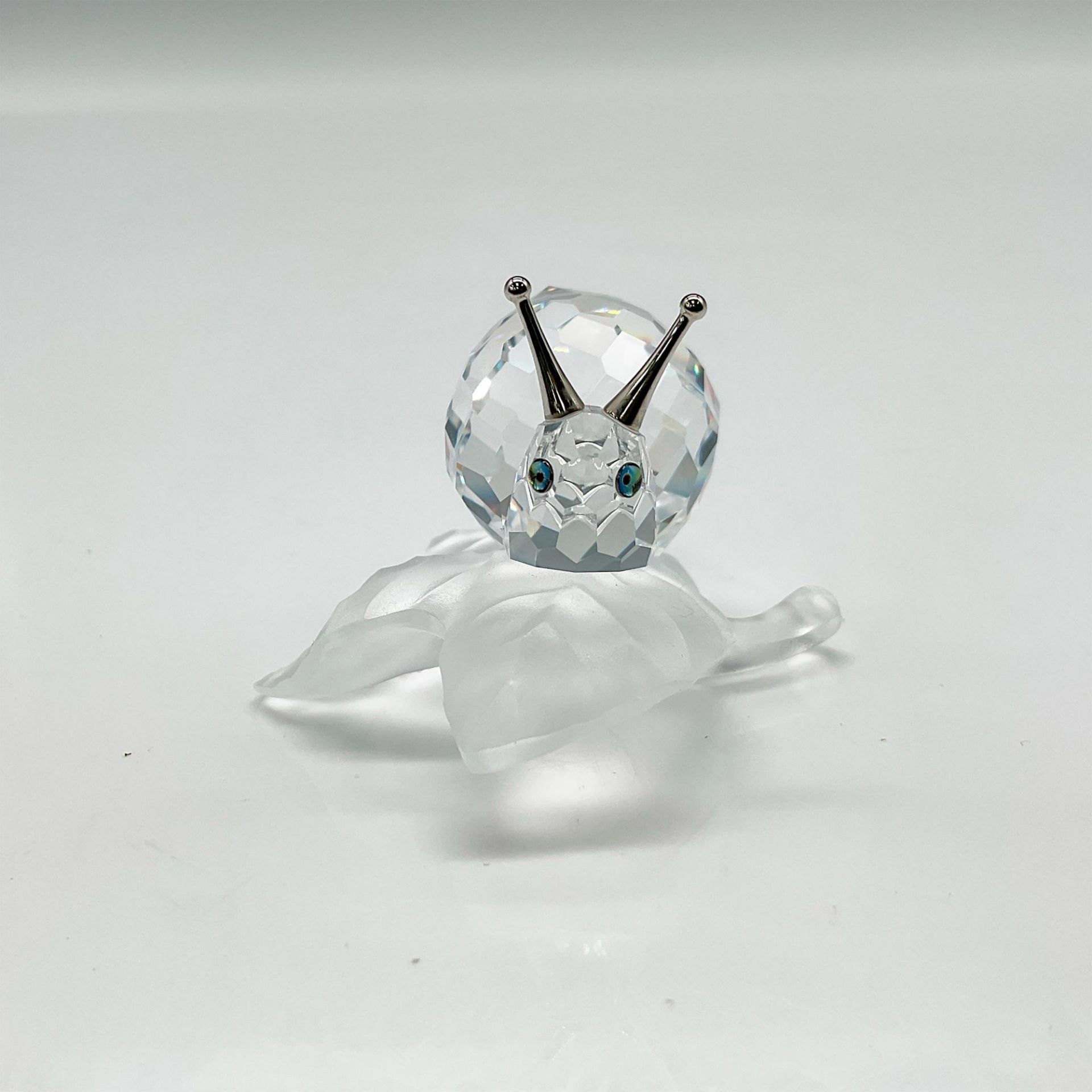 Swarovski Silver Crystal Figurine, Snail on Vine Leaf