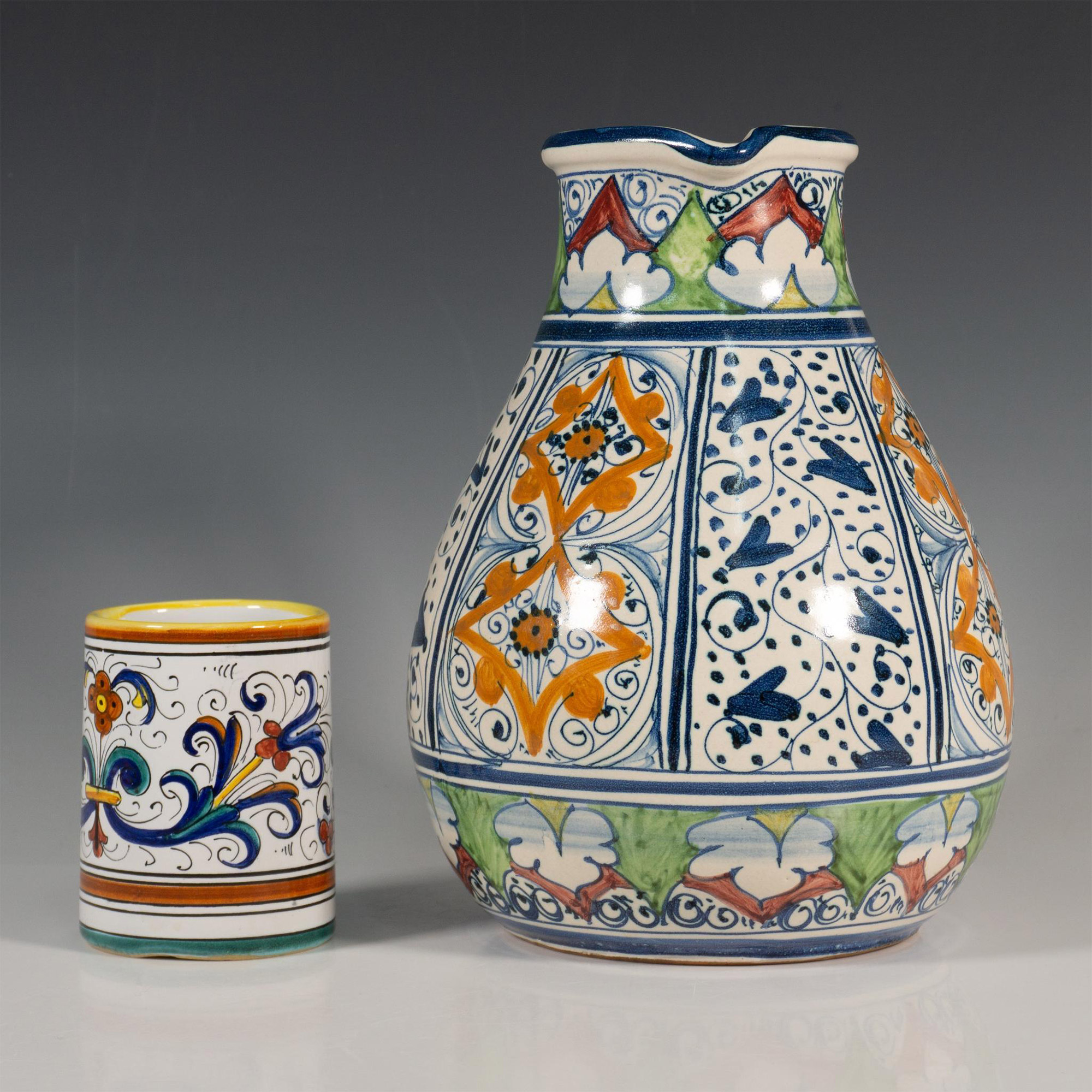 Original Hand-Painted Ceramic Carafe & S. Gimignano Tumbler - Image 3 of 5