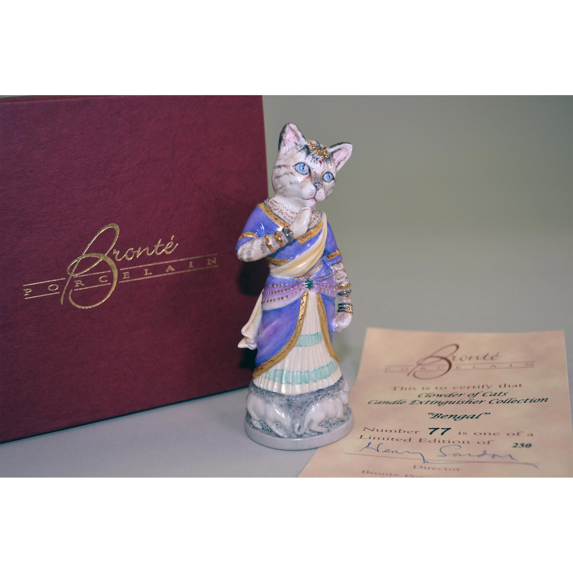 Bronte' Porcelain Clowder Of Cats Collection Bengal Candle Extinguisher - Image 6 of 6