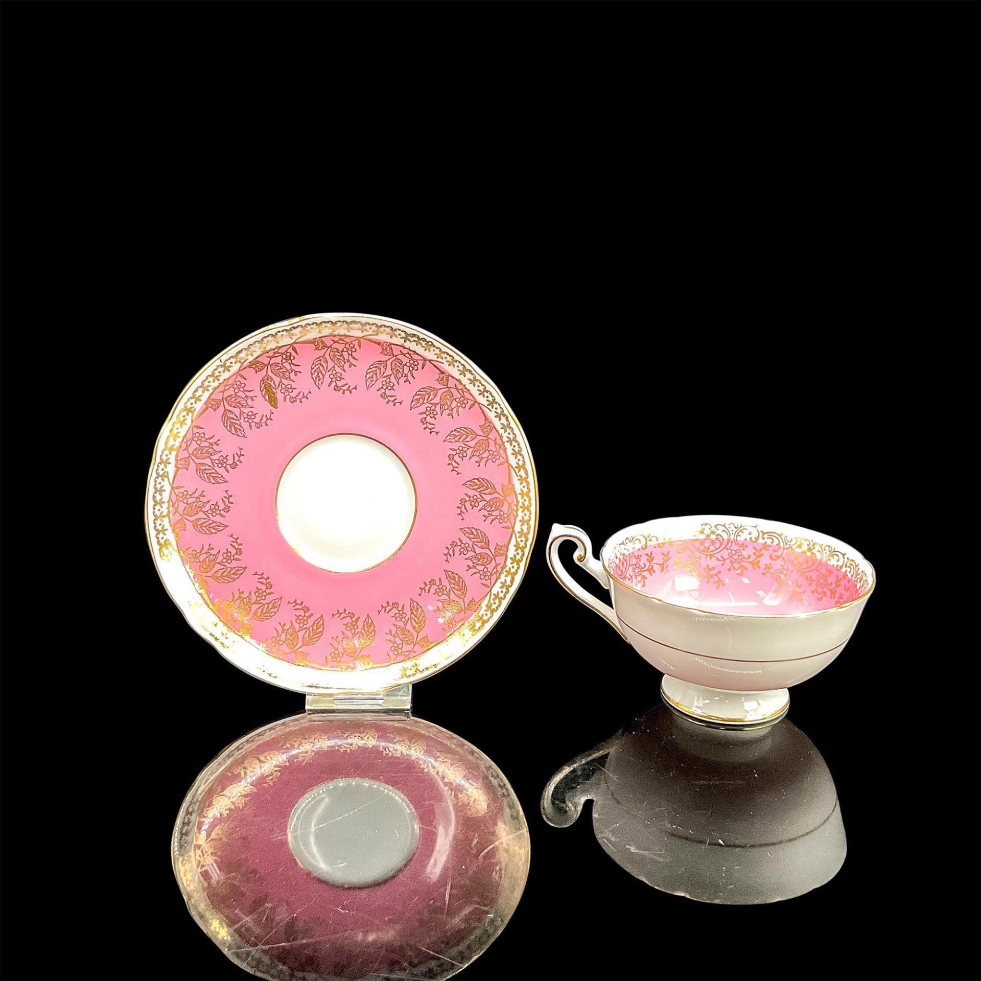 2pc Shelley England Cup and Saucer, Pink and Gold - Bild 2 aus 3