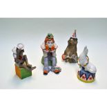 Cybis Porcelain Rumples The Pensive Clown, Barnaby The Bear, Sebastian The Seal And Bosun The Monkey