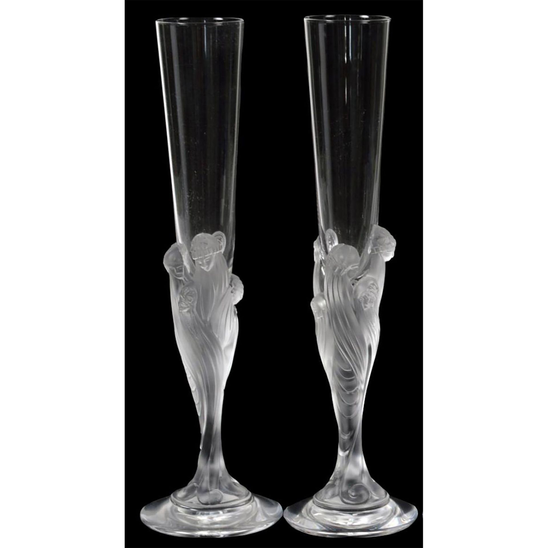 Erte' Majestique Crystal Champagne Flutes, One Pair (2 Pcs)