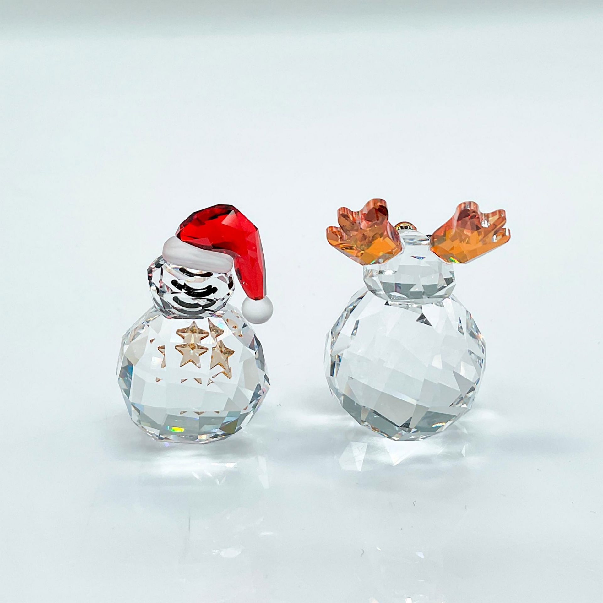 2pc Swarovski Crystal Figurines, Christmas Snowman/Reindeer - Image 2 of 4