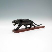 Hand Carved Wood Panther Figurine