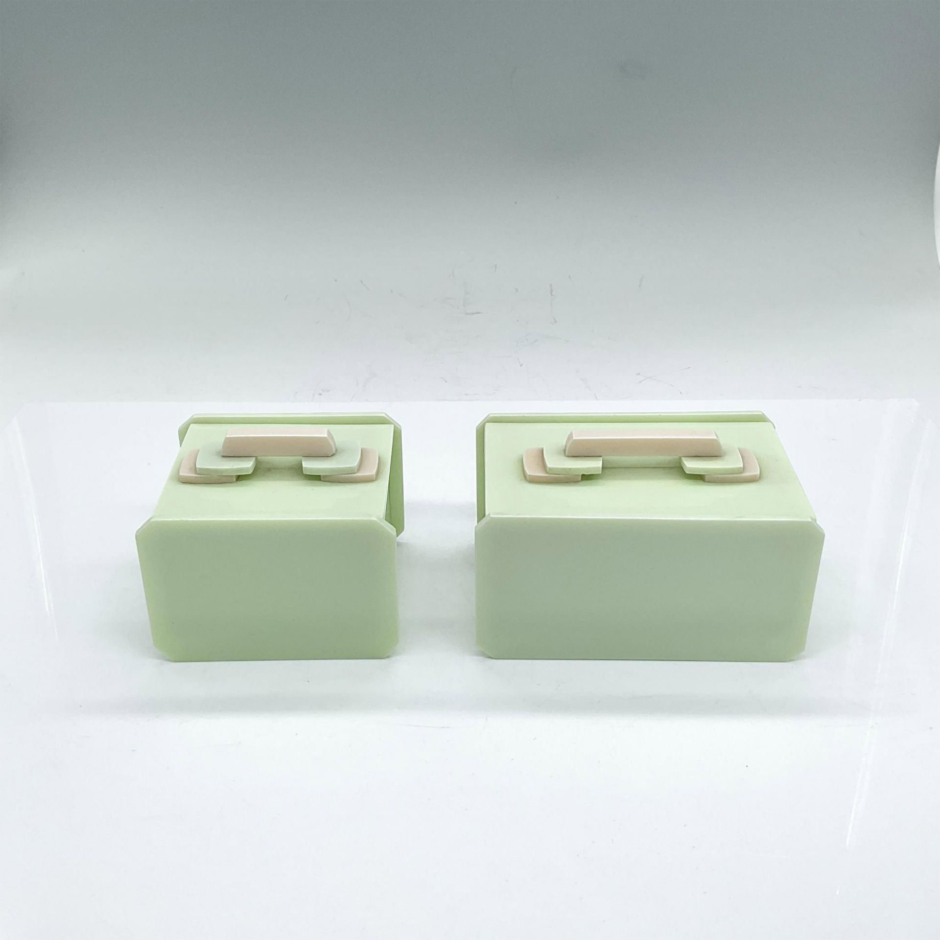 3pc Bakelite Art Deco Vanity Dresser Jewelry Boxes and Tray - Bild 4 aus 6