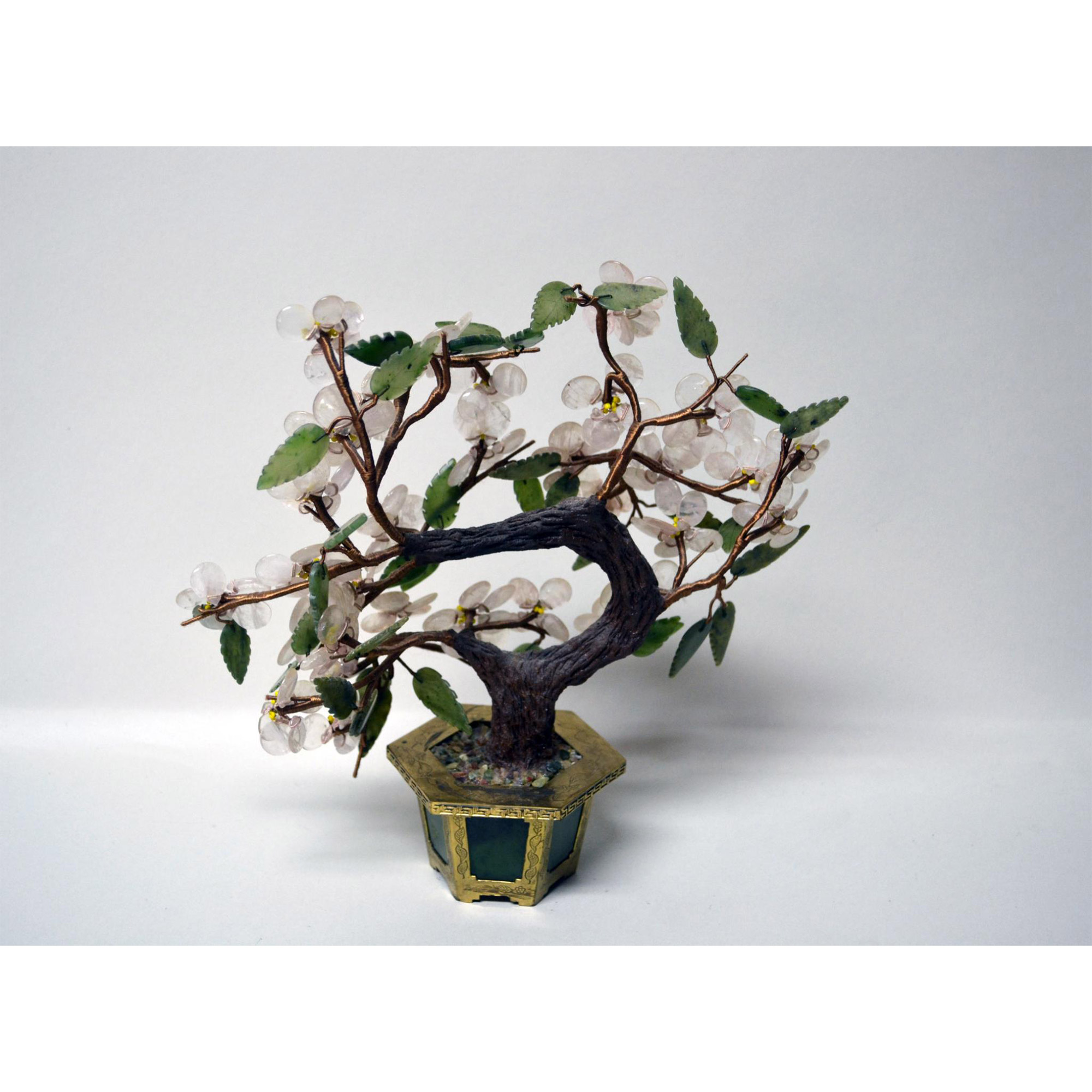 Quartz And Jade Flower Tree Sculpture - Image 2 of 4