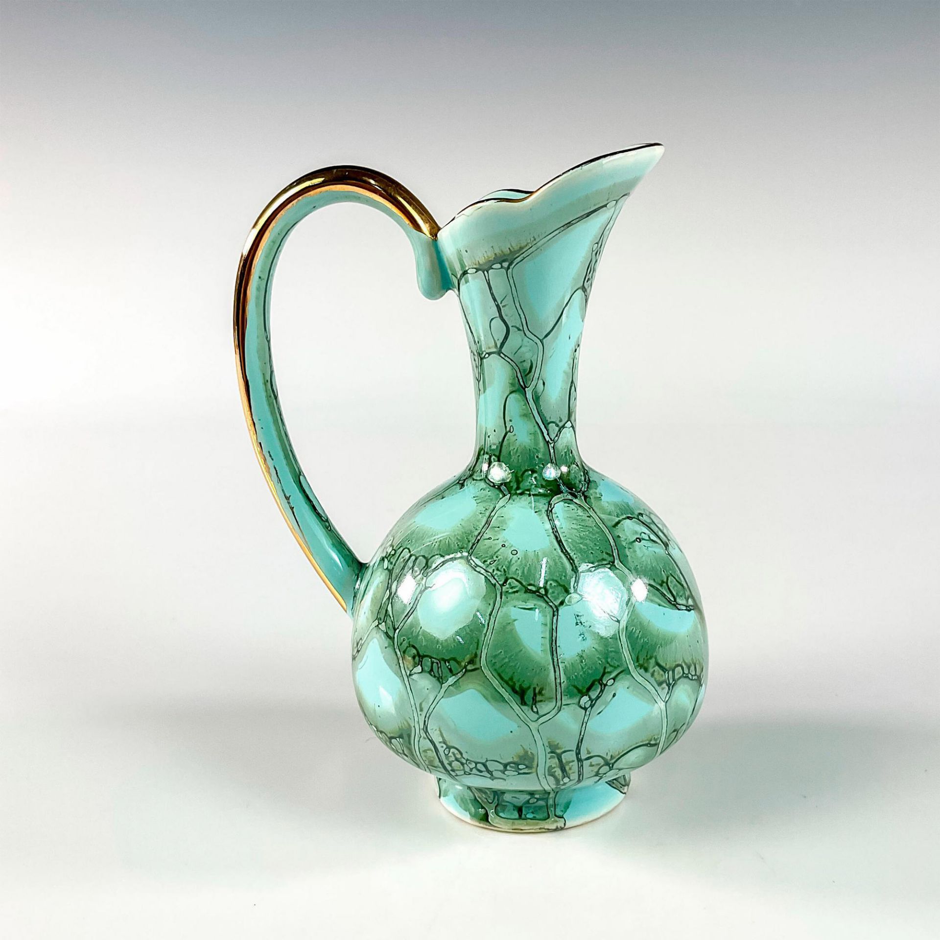 Mid-Century Hand Painted Porcelain Delft Brass Accent Vase - Bild 2 aus 3