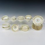 24pc Coalport China Soup Bowls + Saucers, Queen Elizabeth