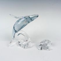 2pc Swarovski Crystal Figurine, Paikea Whale & Plaque
