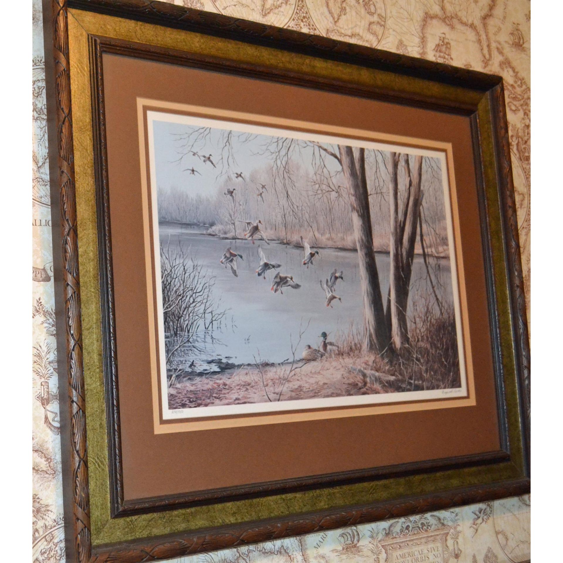 Maynard Reece, Mallards In Flight Print, 1972, Signed & Framed