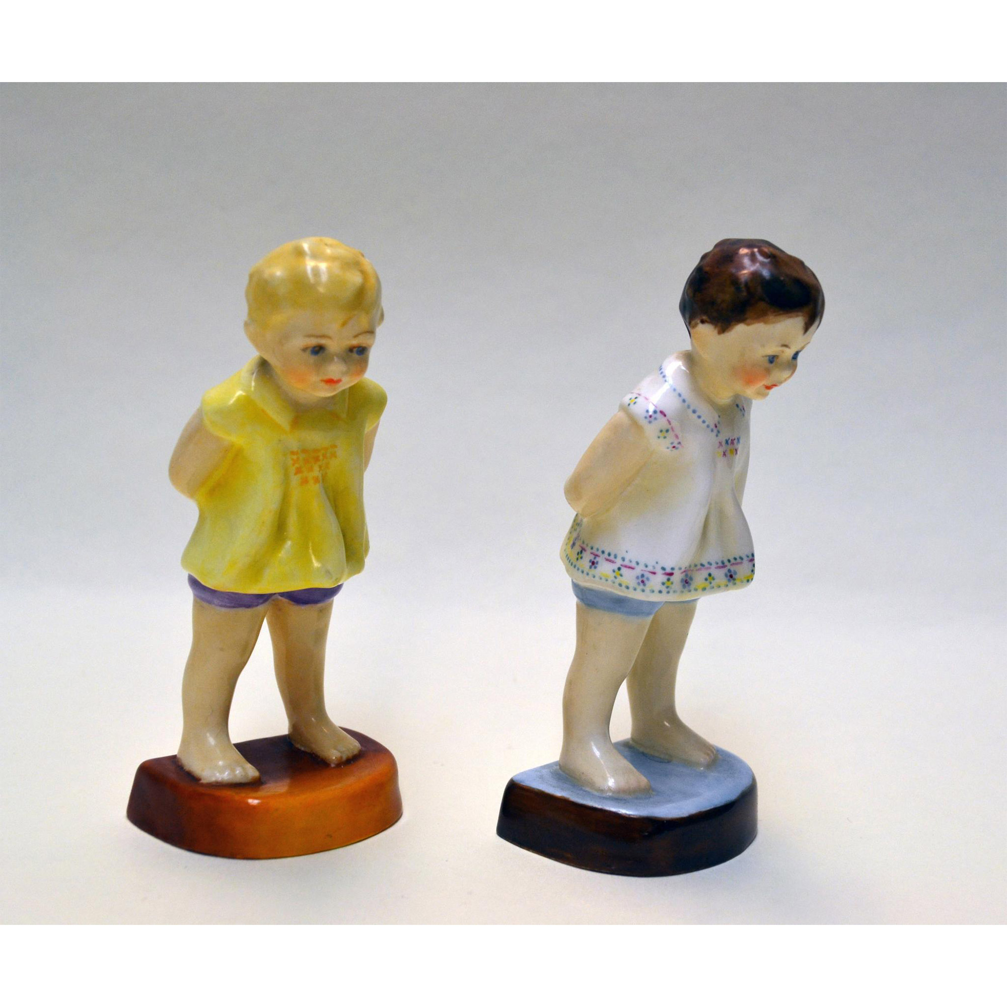 Royal Worcester Porcelain Freda Doughty Tommy Children Figurines, Original Model, Puce Marked, 2913, - Image 2 of 5