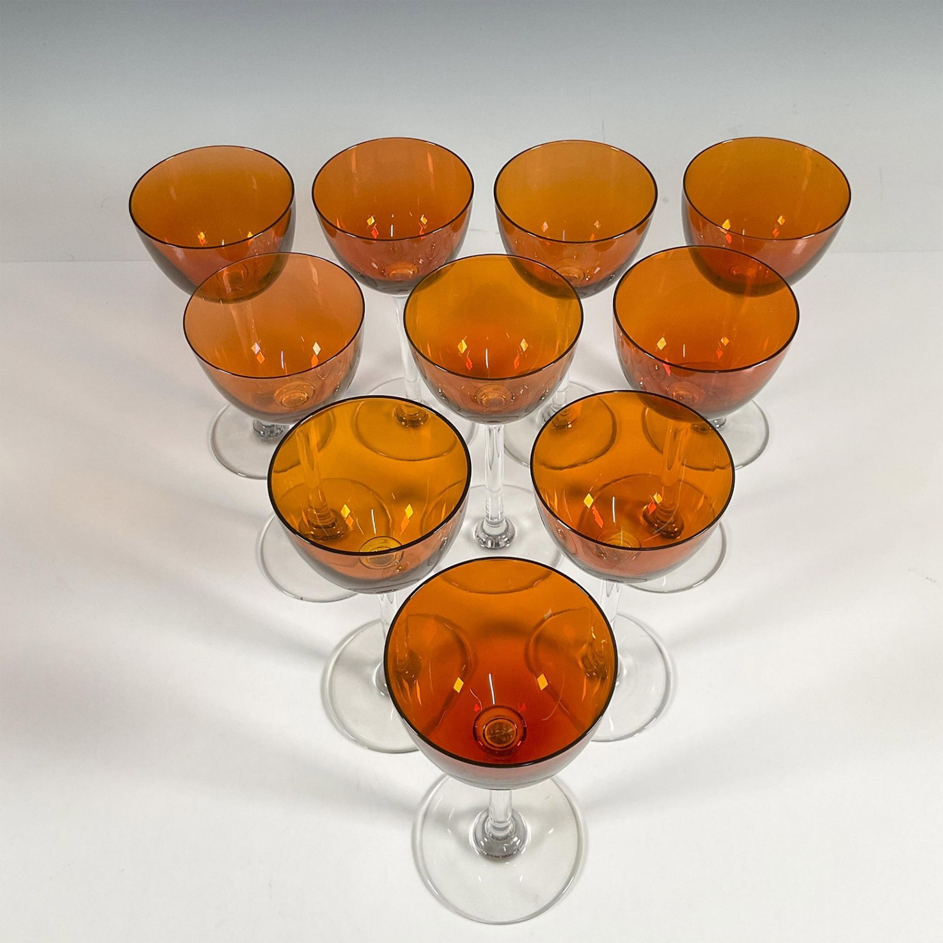 10pc Baccarat Rhine Wine Glasses, Amber - Image 2 of 5