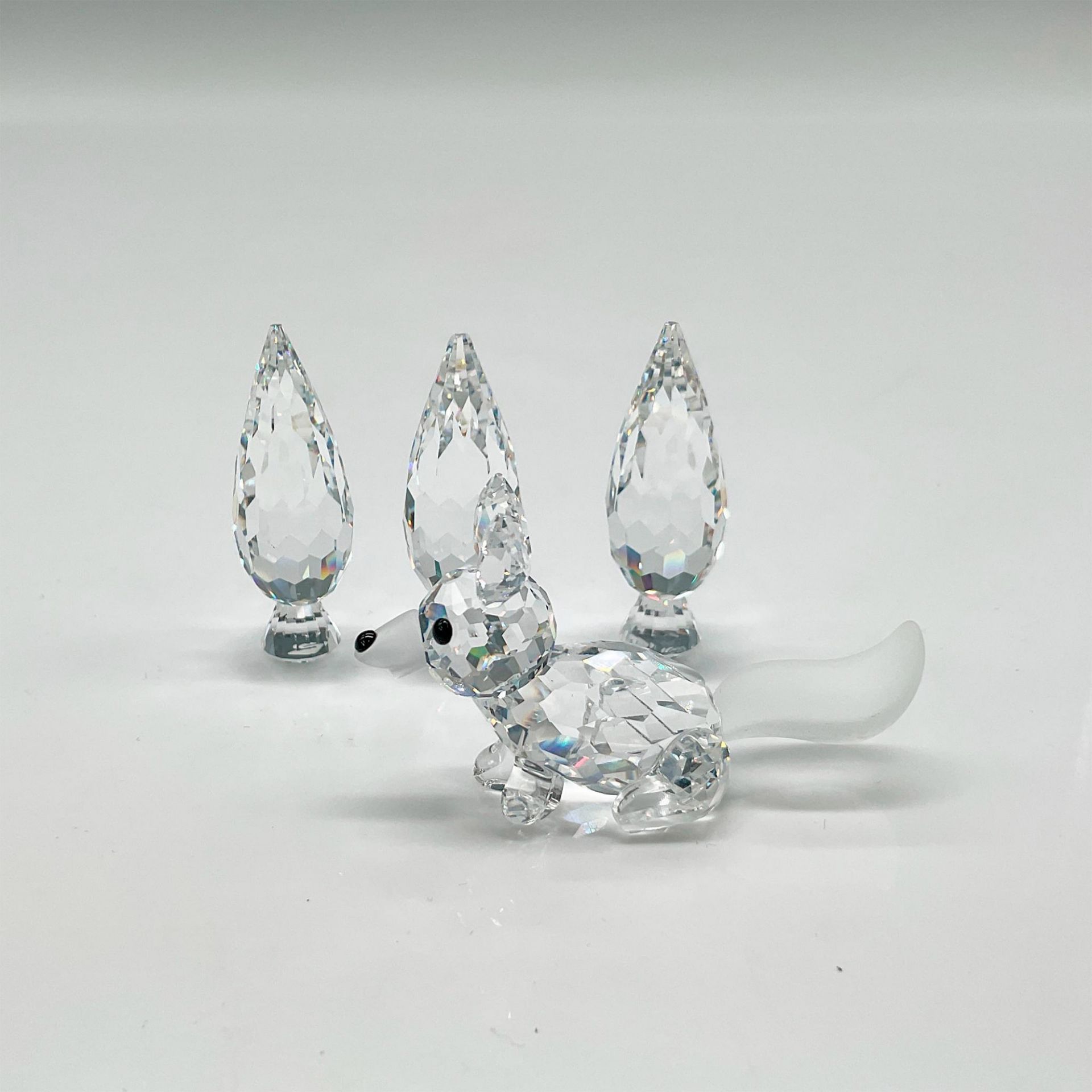 Swarovski Silver Crystal Figurines, Fox + Poplar Trees