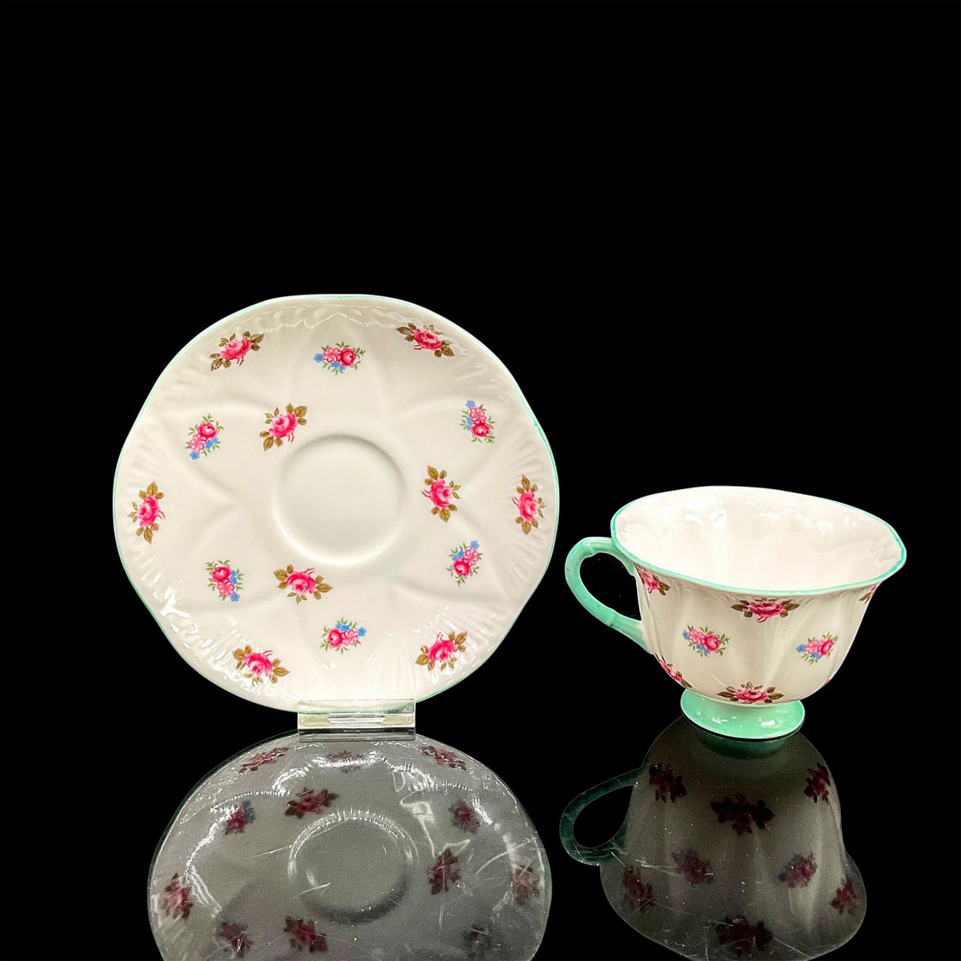 2pc Shelley England Cup and Saucer, Rosebud - Bild 2 aus 4